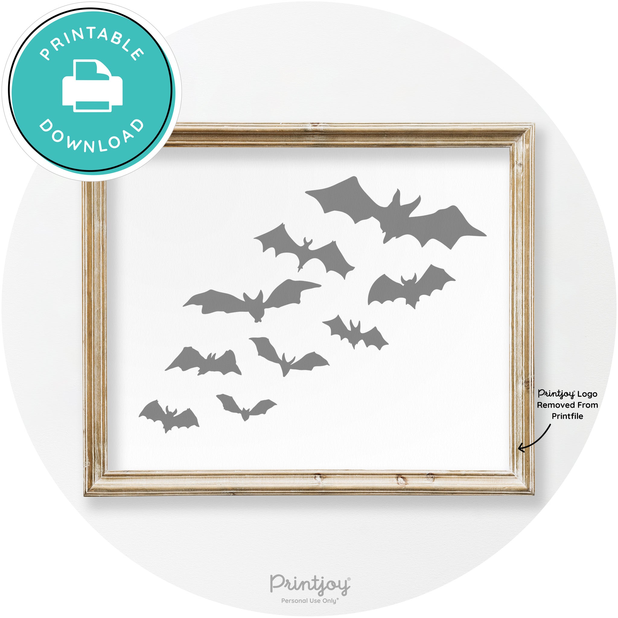 Halloween Bats Silhouette Modern Vintage Wall Art Free Printable