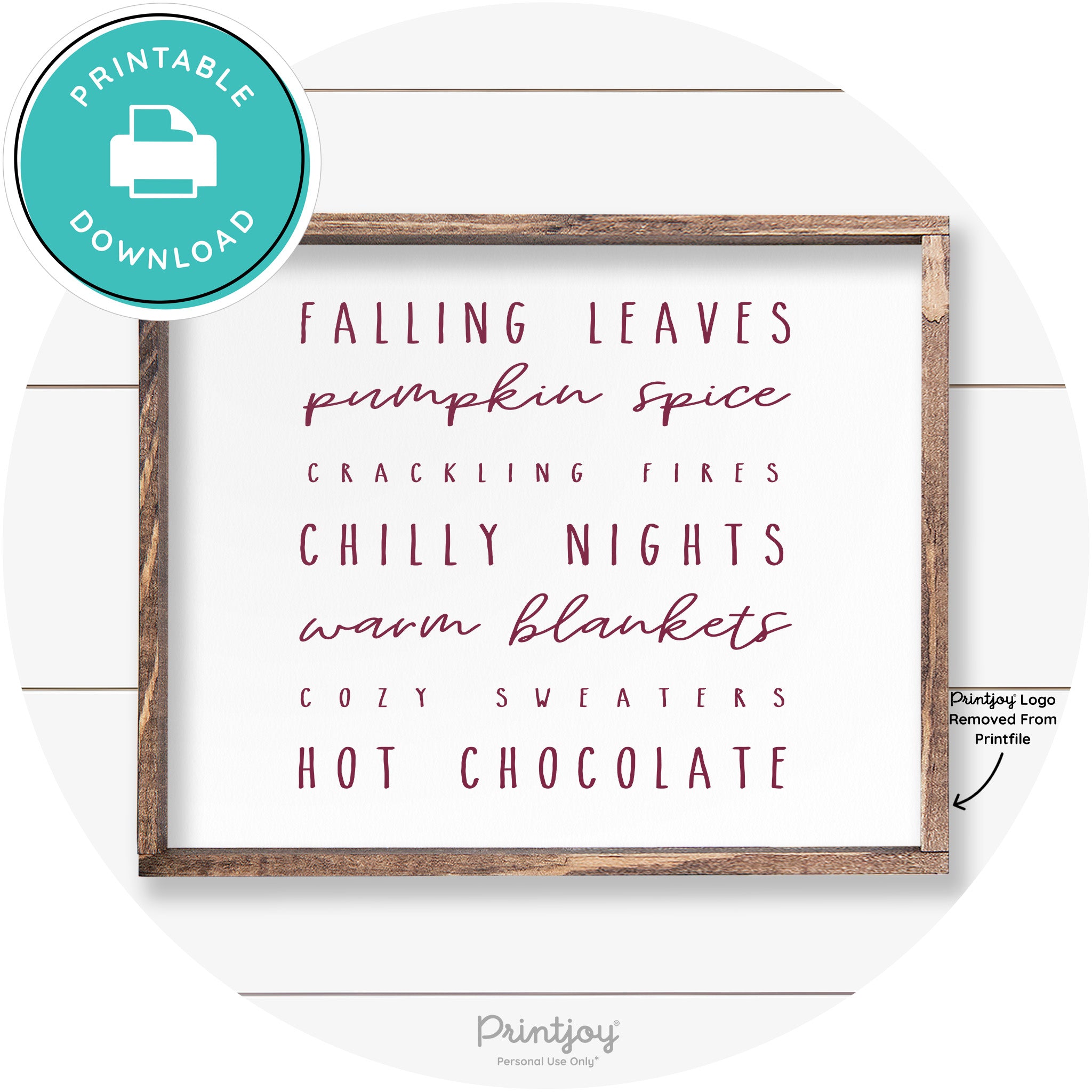 Fall Favorite Things Cute Farmhouse Autumn Wall Art Free Printable