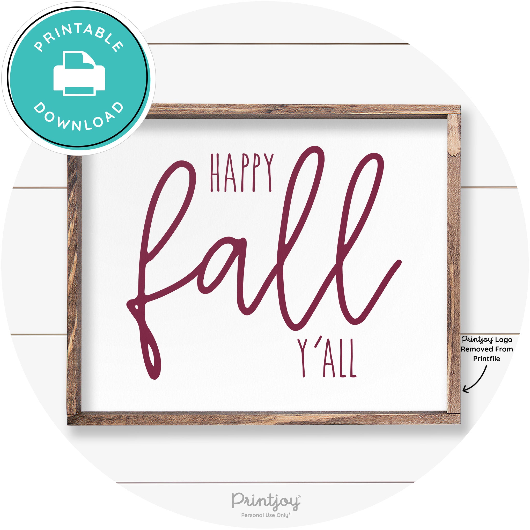 Happy Fall Y'all Cute Farmhouse Autumn Wall Art Decor Free Printable