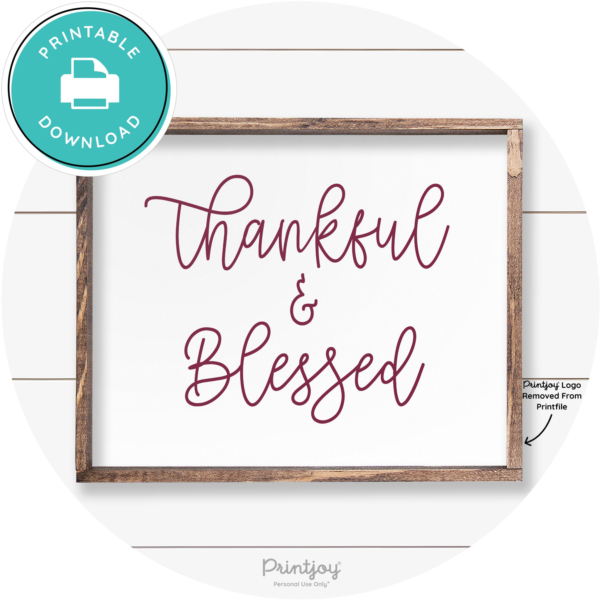 Thankful And Blessed Thanksgiving Farmhouse Wall Art Free Printable