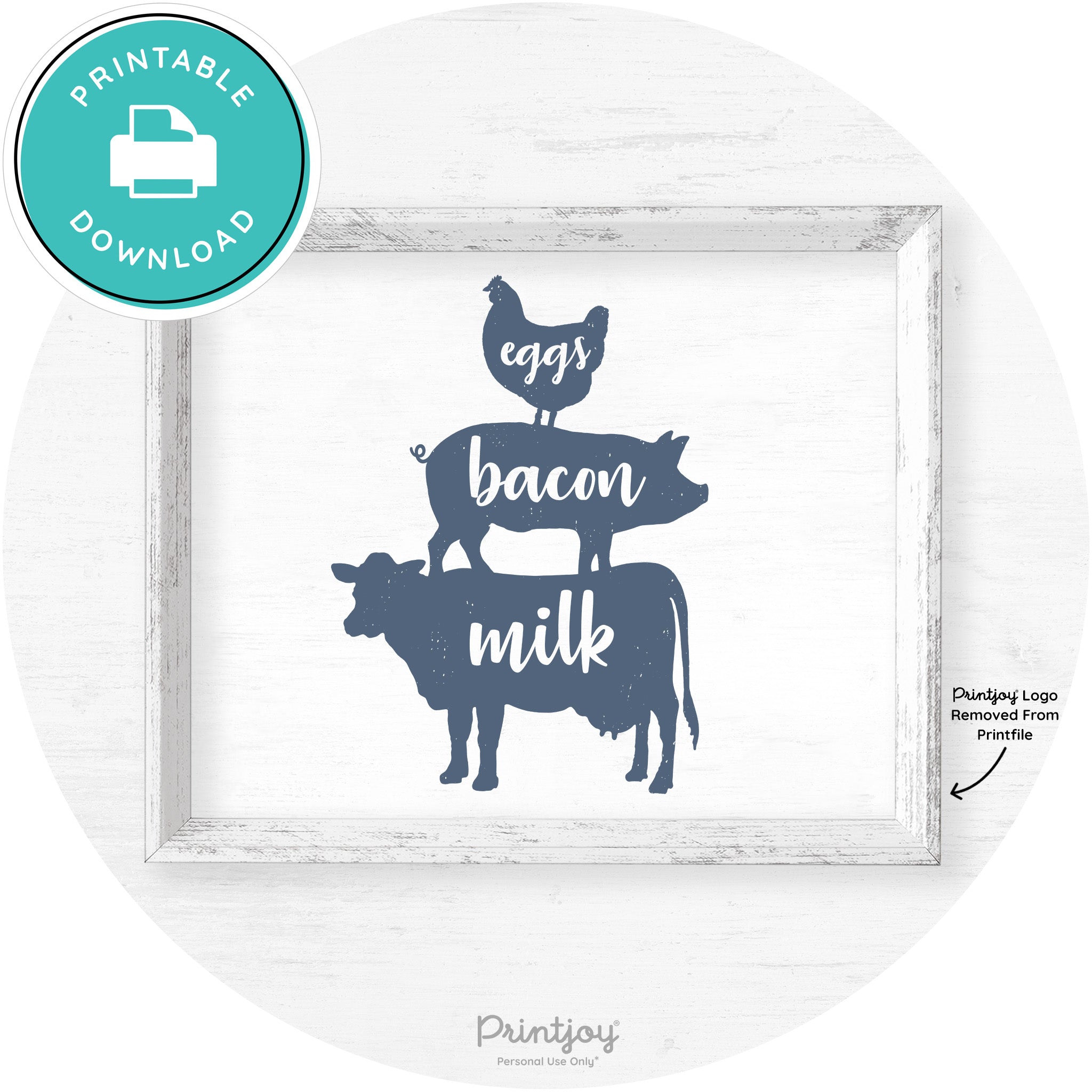 Stacked Farm Animals Eggs Bacon Milk Farmhouse Art Free Printable