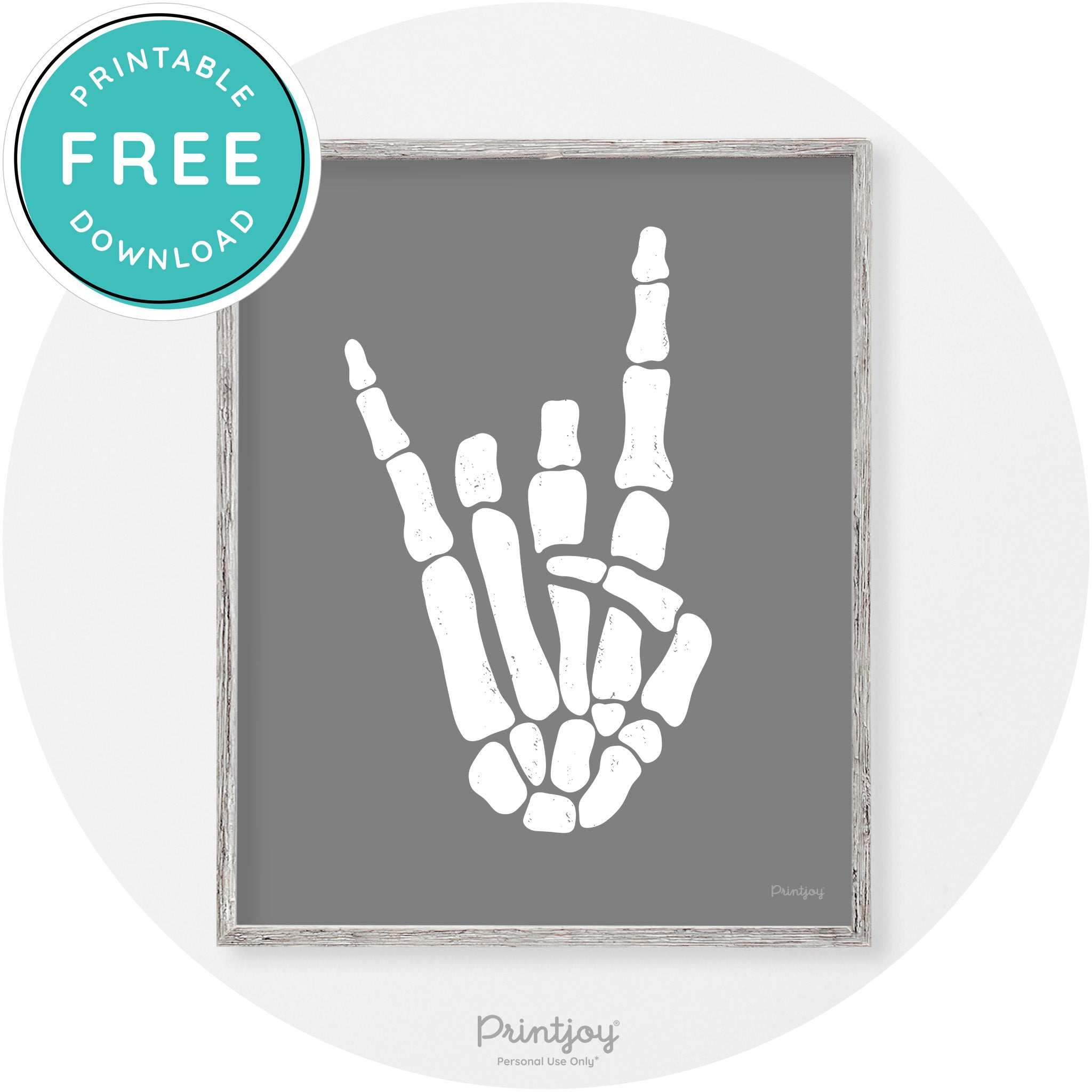 Skeleton Rock On Hand Bones Vintage Halloween Wall Art Free Printable - Printjoy
