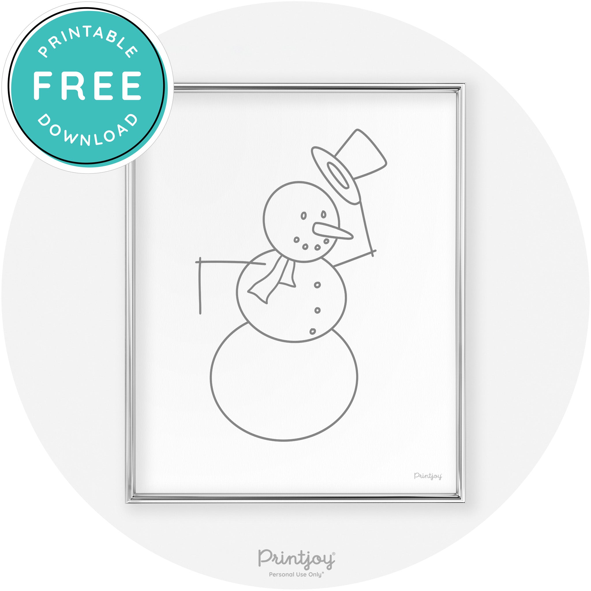 Snowman Line Art Cute Winter Modern Chic Wall Art Free Printable - Printjoy