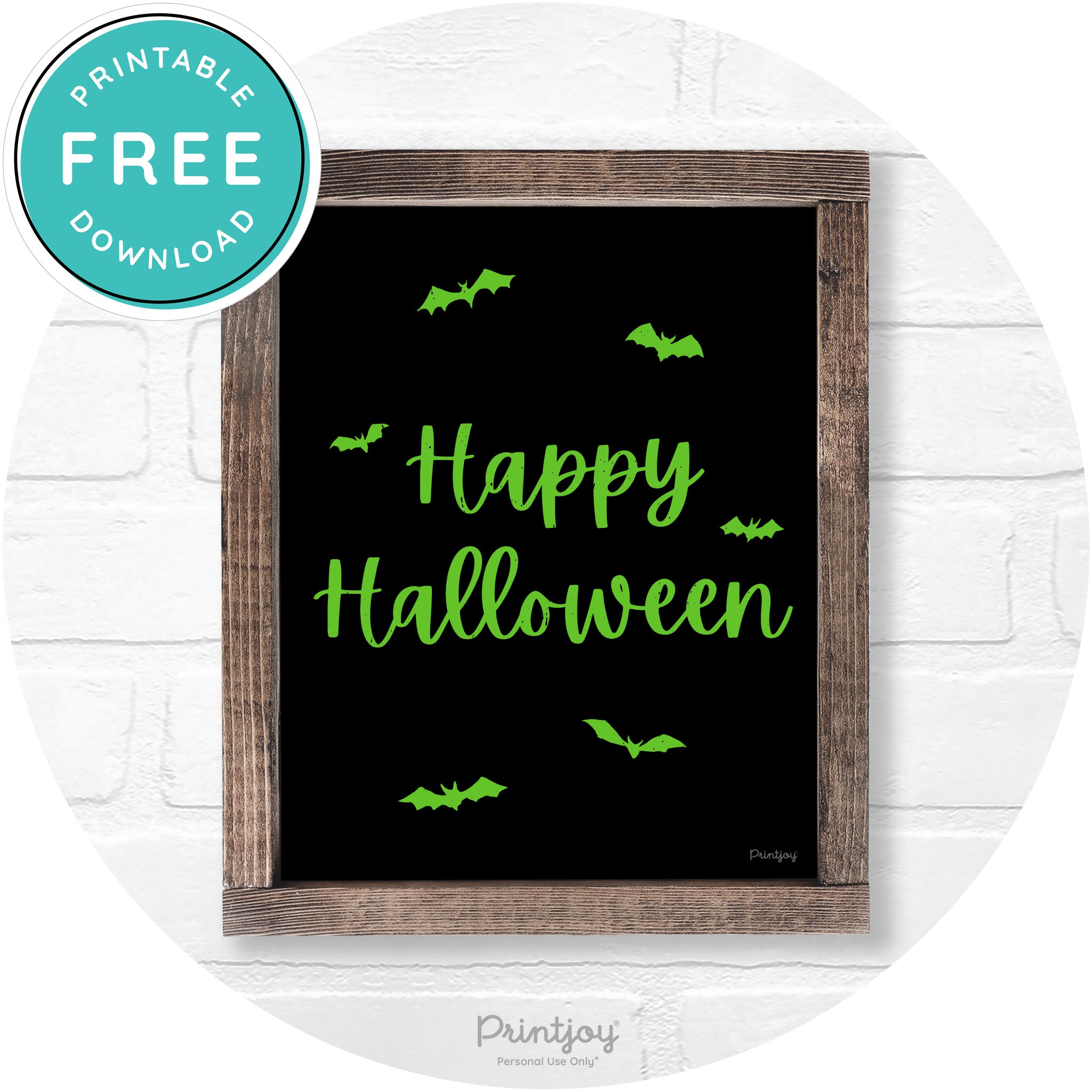 Happy Halloween Bats Rustic Farmhouse Wall Art Free Printable - Printjoy