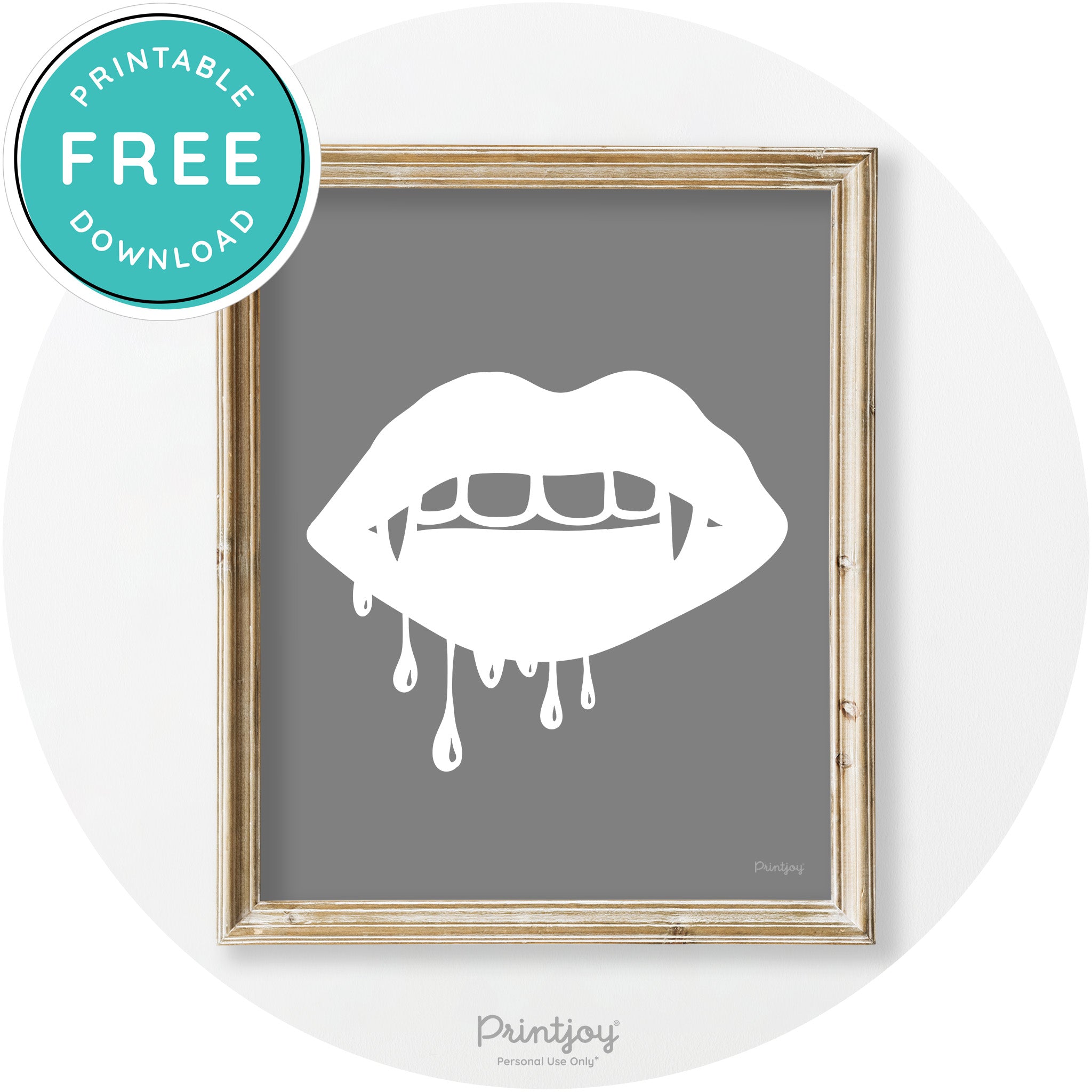 Dracula Fangs Teeth Modern Vintage Halloween Wall Art Free Printable