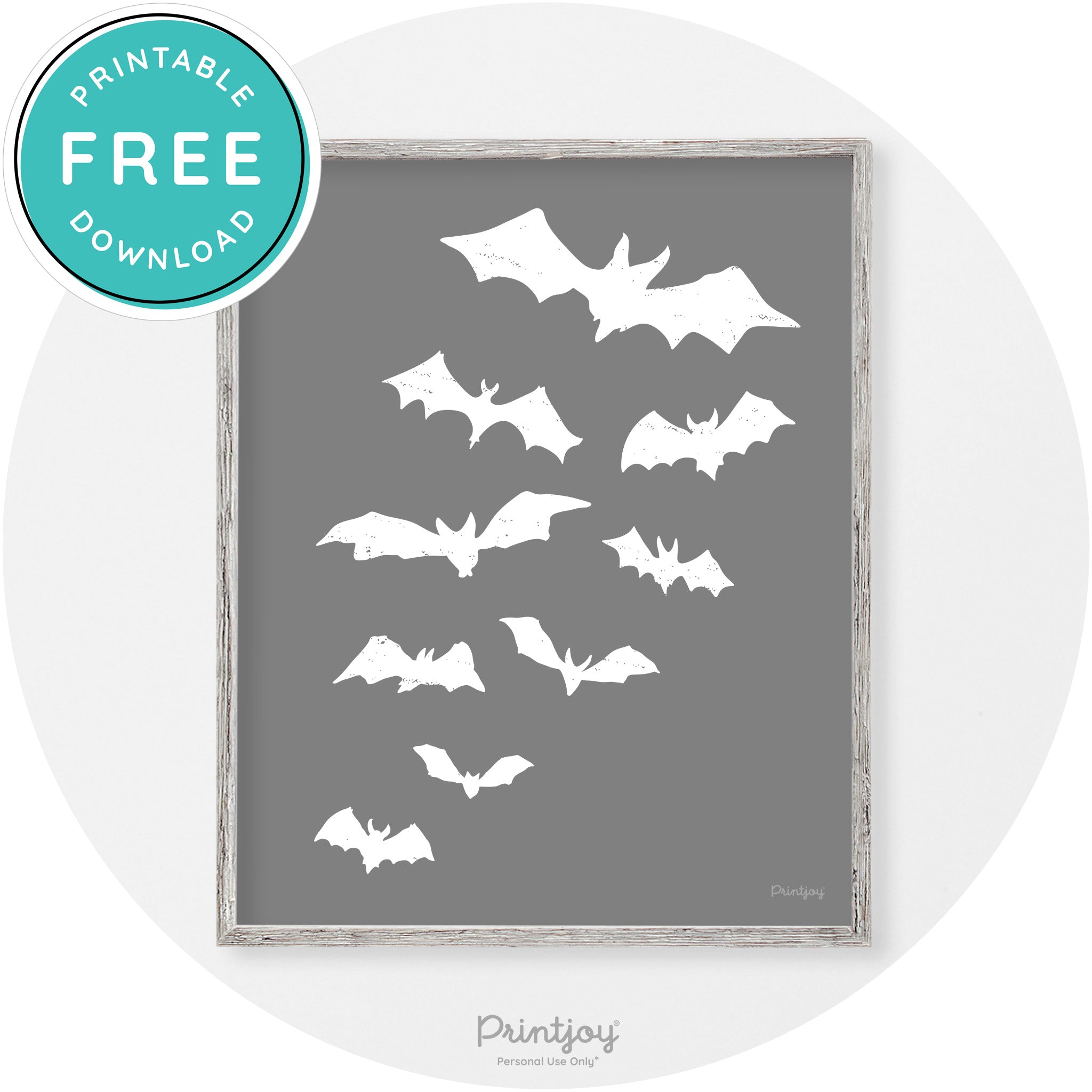 Halloween Bats Silhouette Modern Vintage Wall Art Free Printable - Printjoy