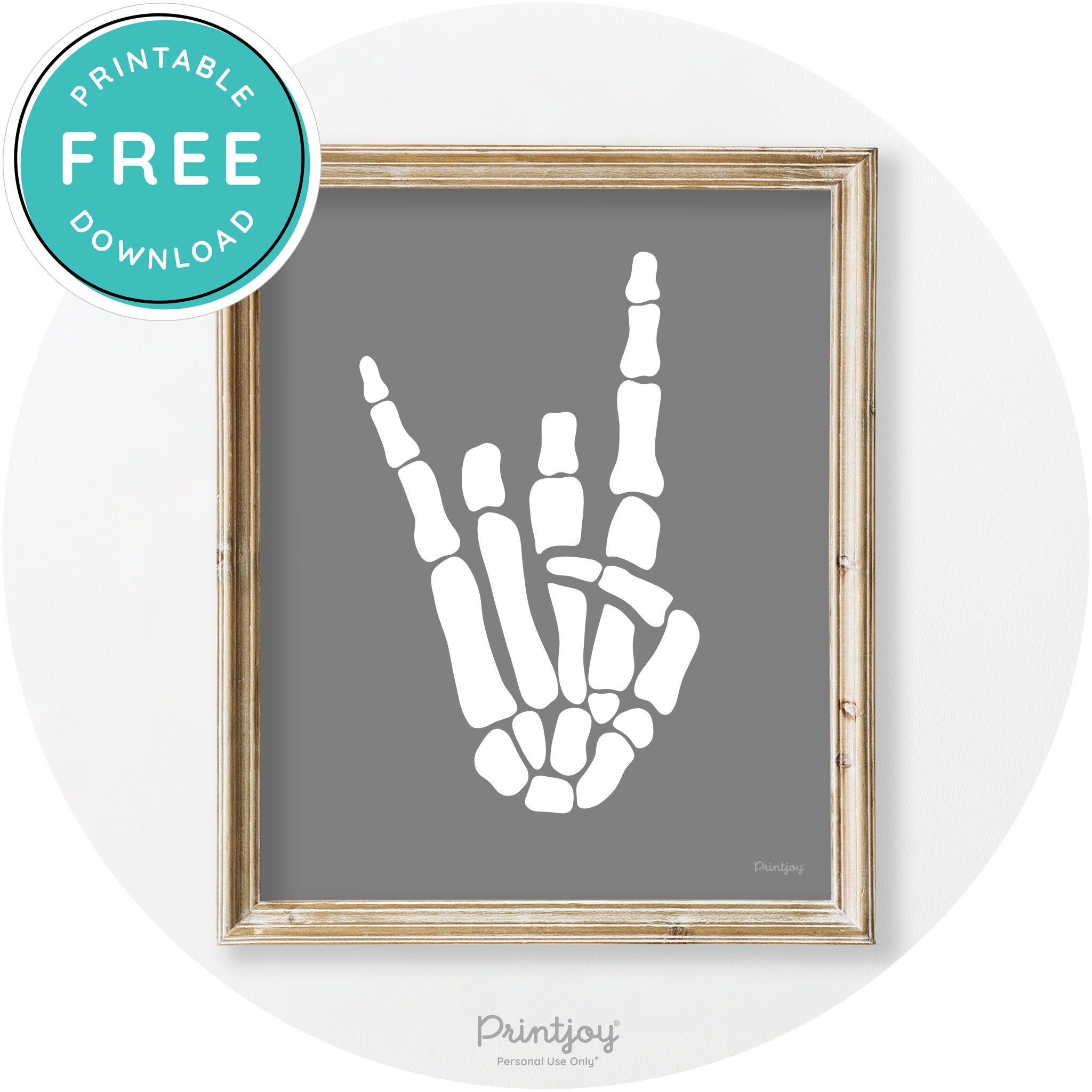 Skeleton Rock On Hand Bones Vintage Halloween Wall Art Free Printable