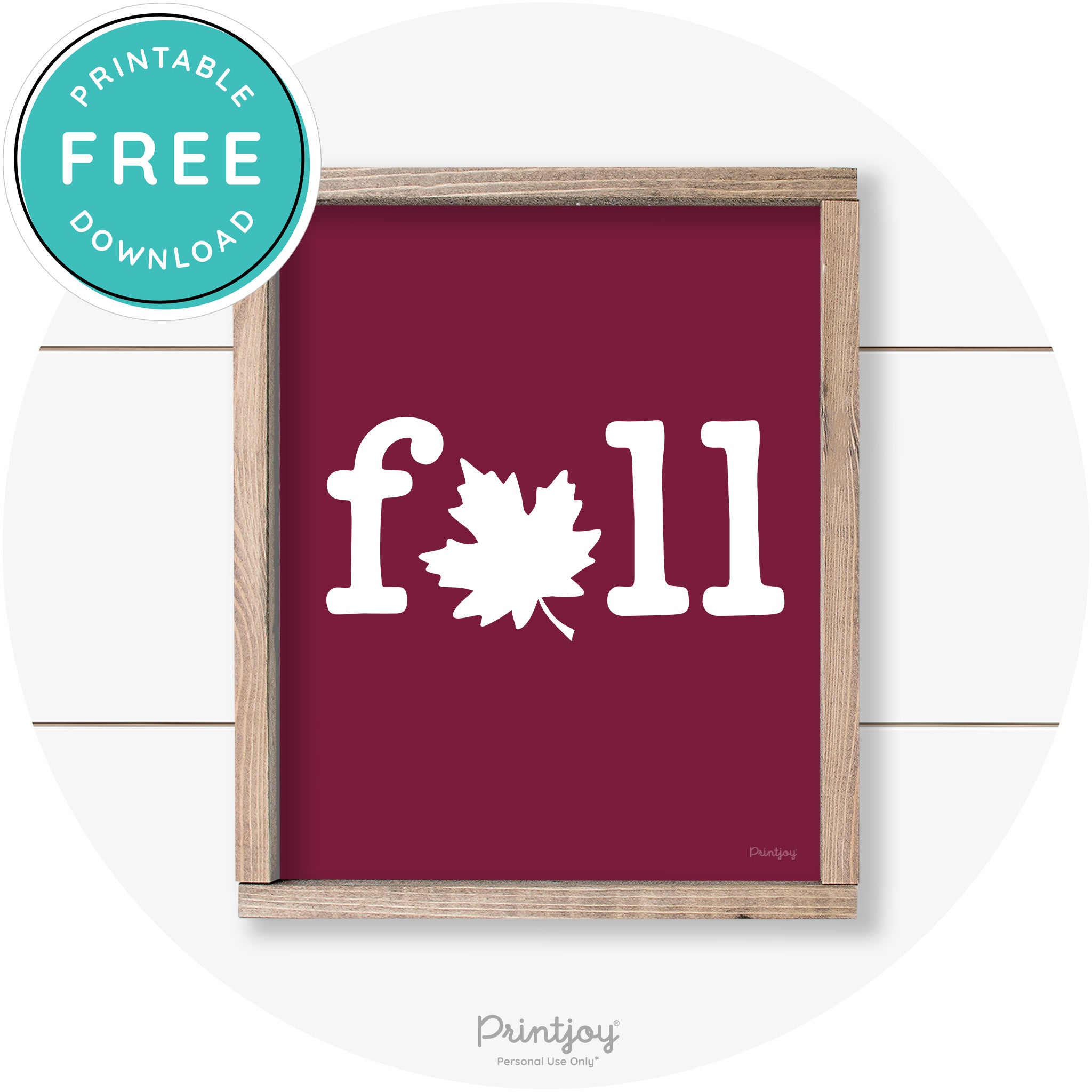 Fall Maple Leaf Cute Modern Farmhouse Wall Art Free Printable