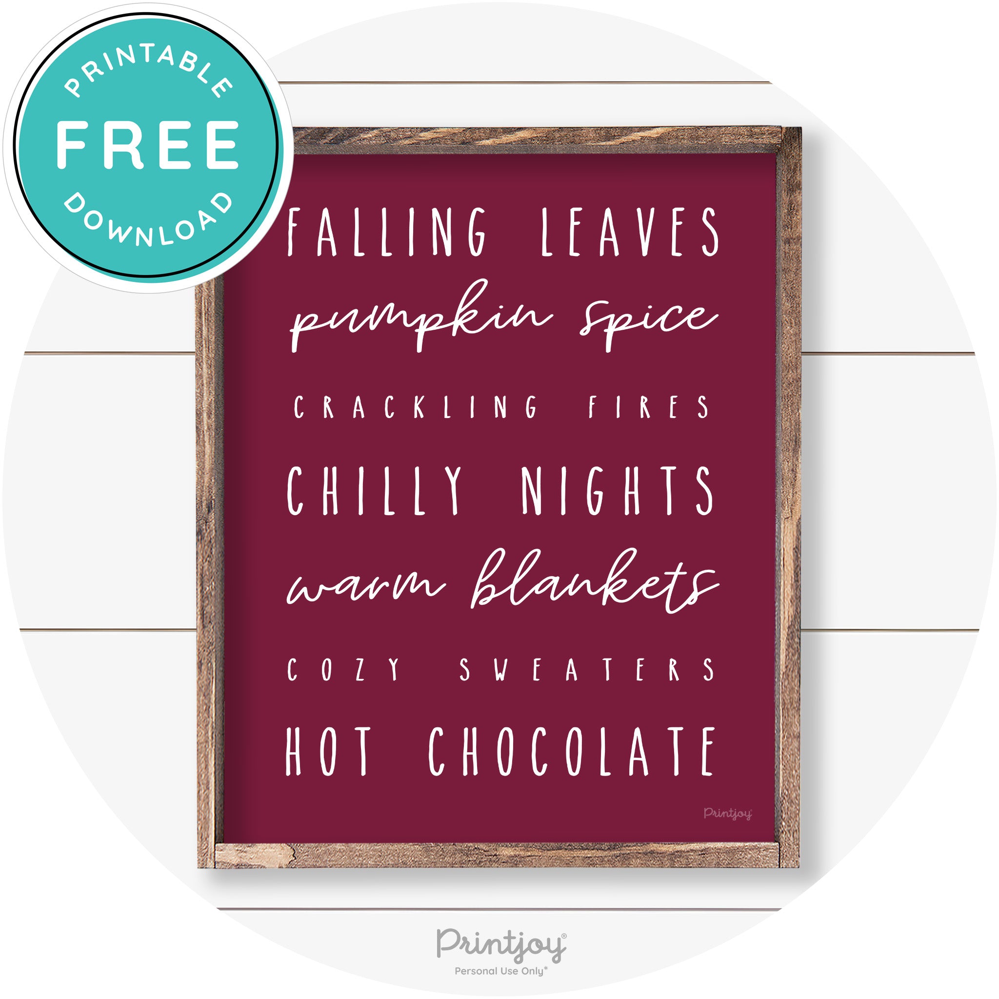 Fall Favorite Things Cute Farmhouse Autumn Wall Art Free Printable