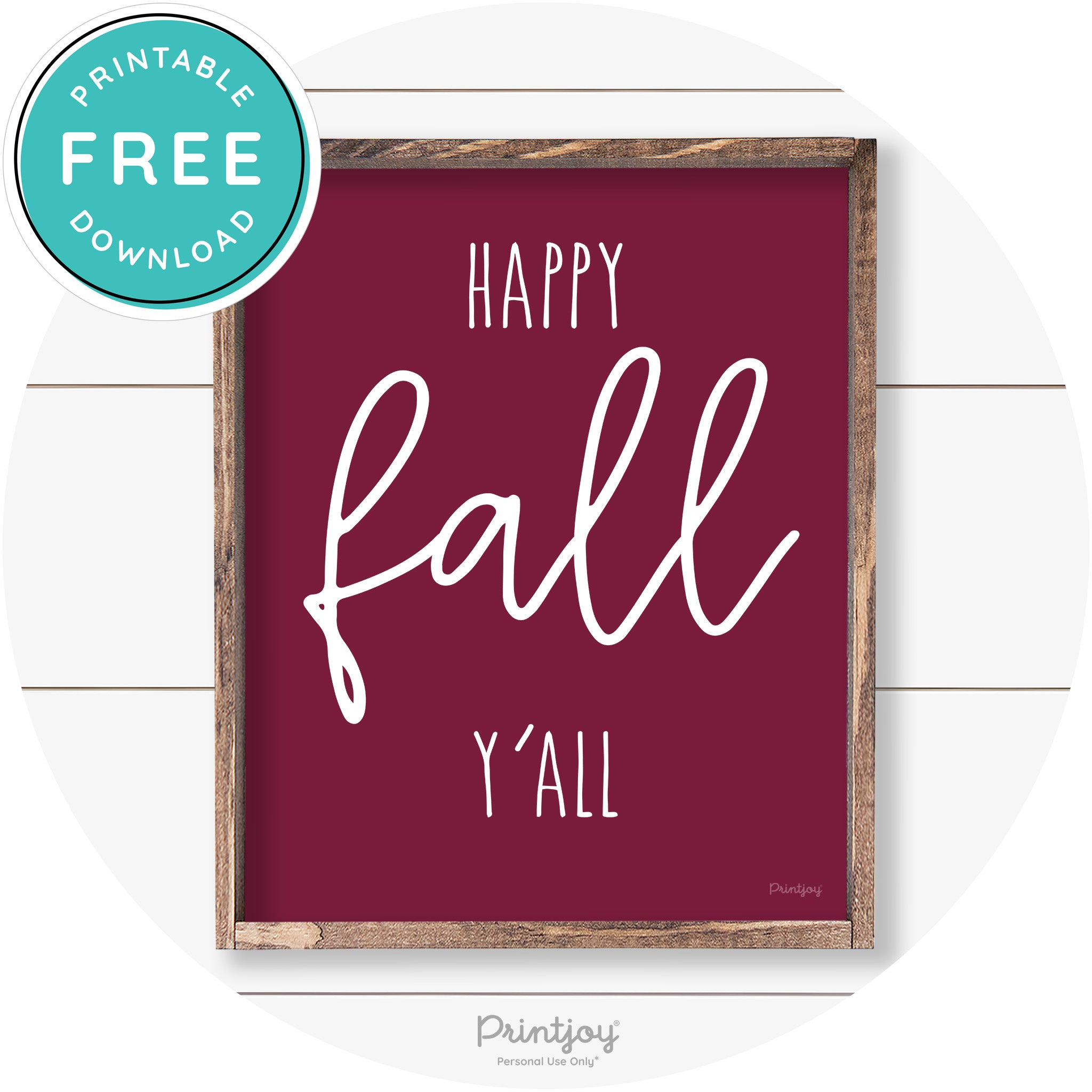 Happy Fall Y'all Cute Farmhouse Autumn Wall Art Decor Free Printable