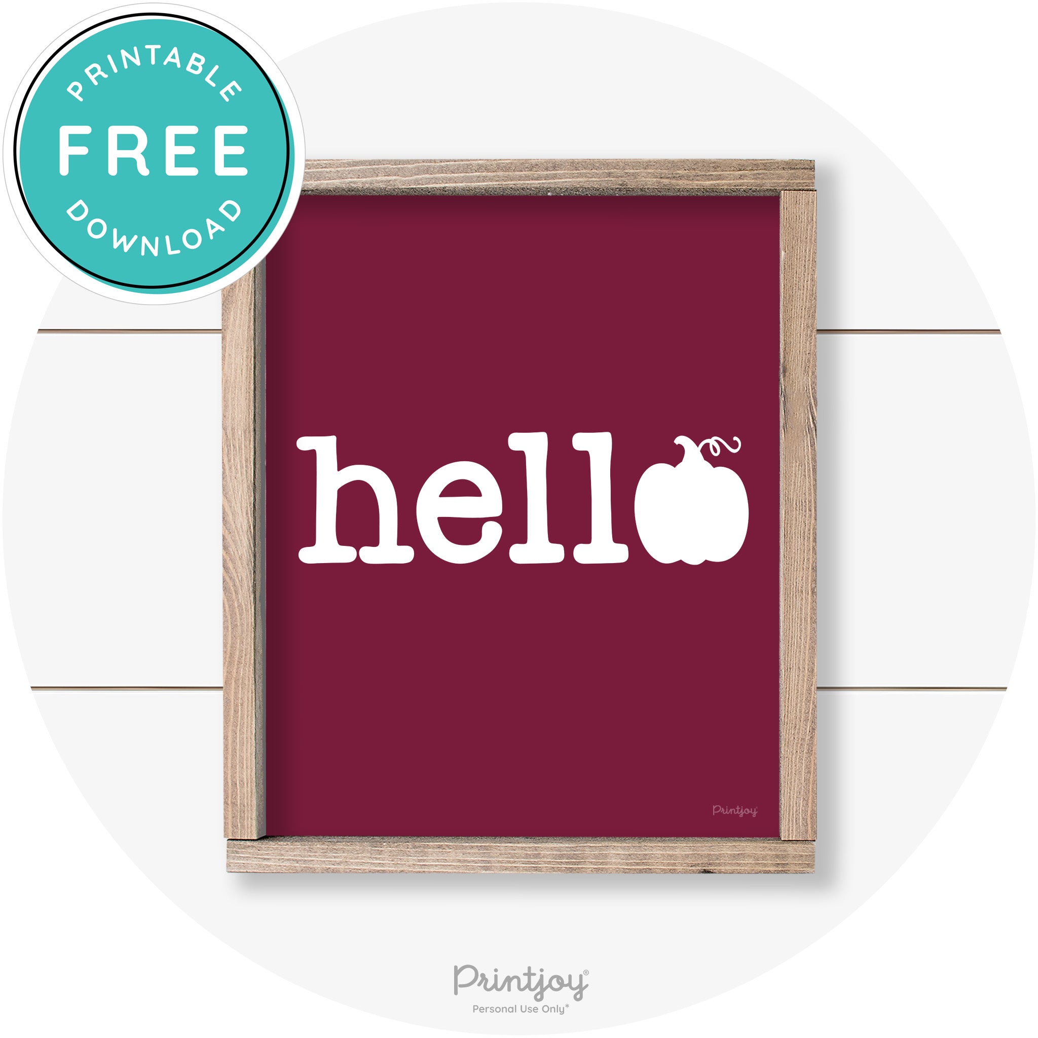 Hello Pumpkin Fall Autumn Cute Farmhouse Wall Art Free Printable