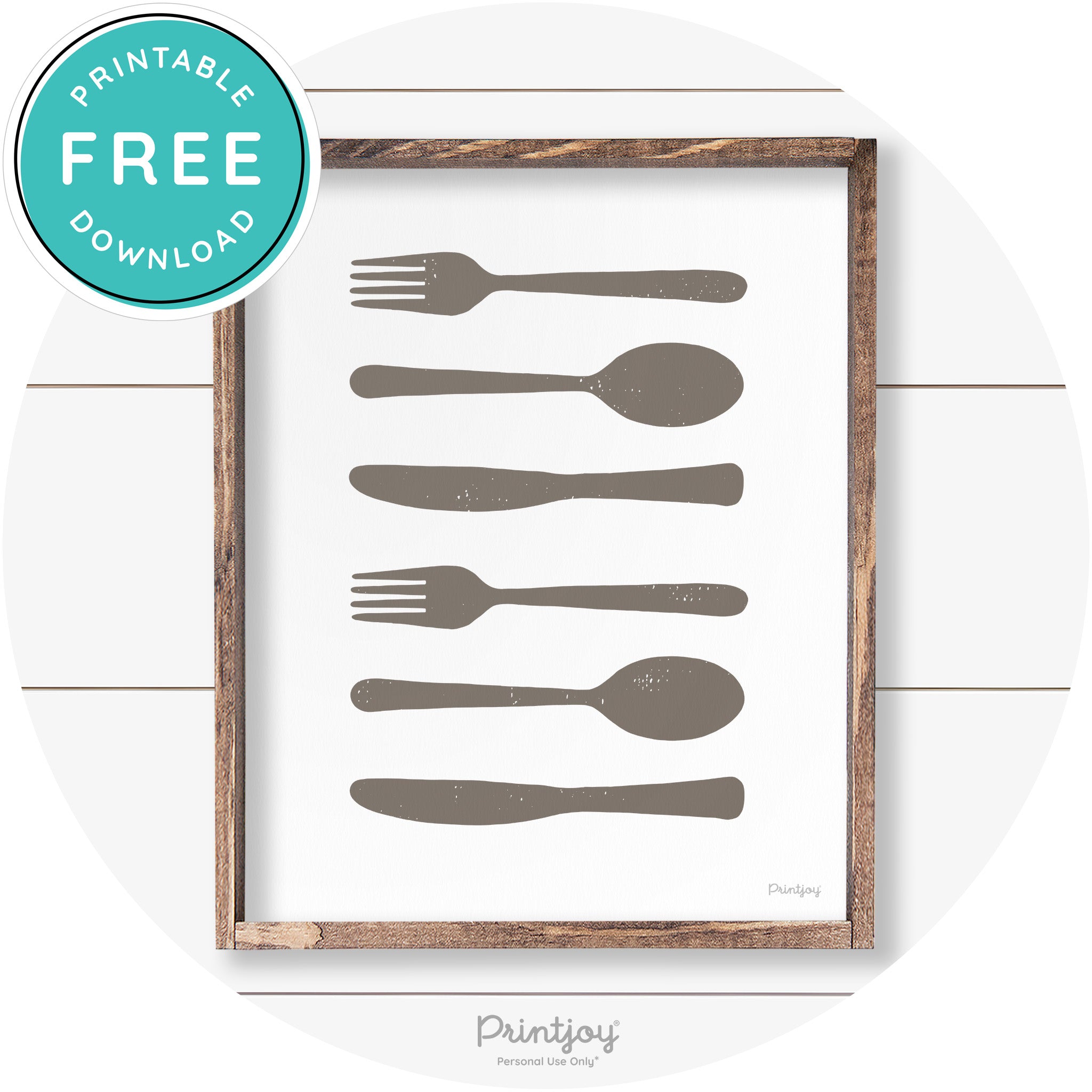 Fork Spoon Knife Pattern Farmhouse Kitchen Wall Art Free Printable
