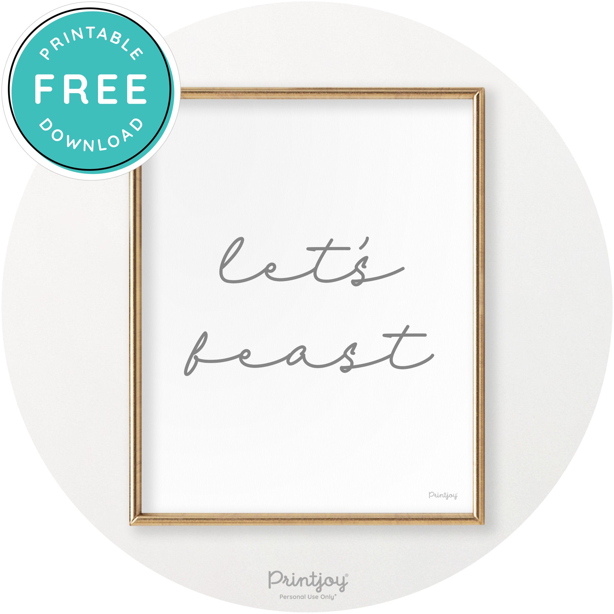 Let's Feast Cute Thanksgiving Modern Chic Wall Art Printable