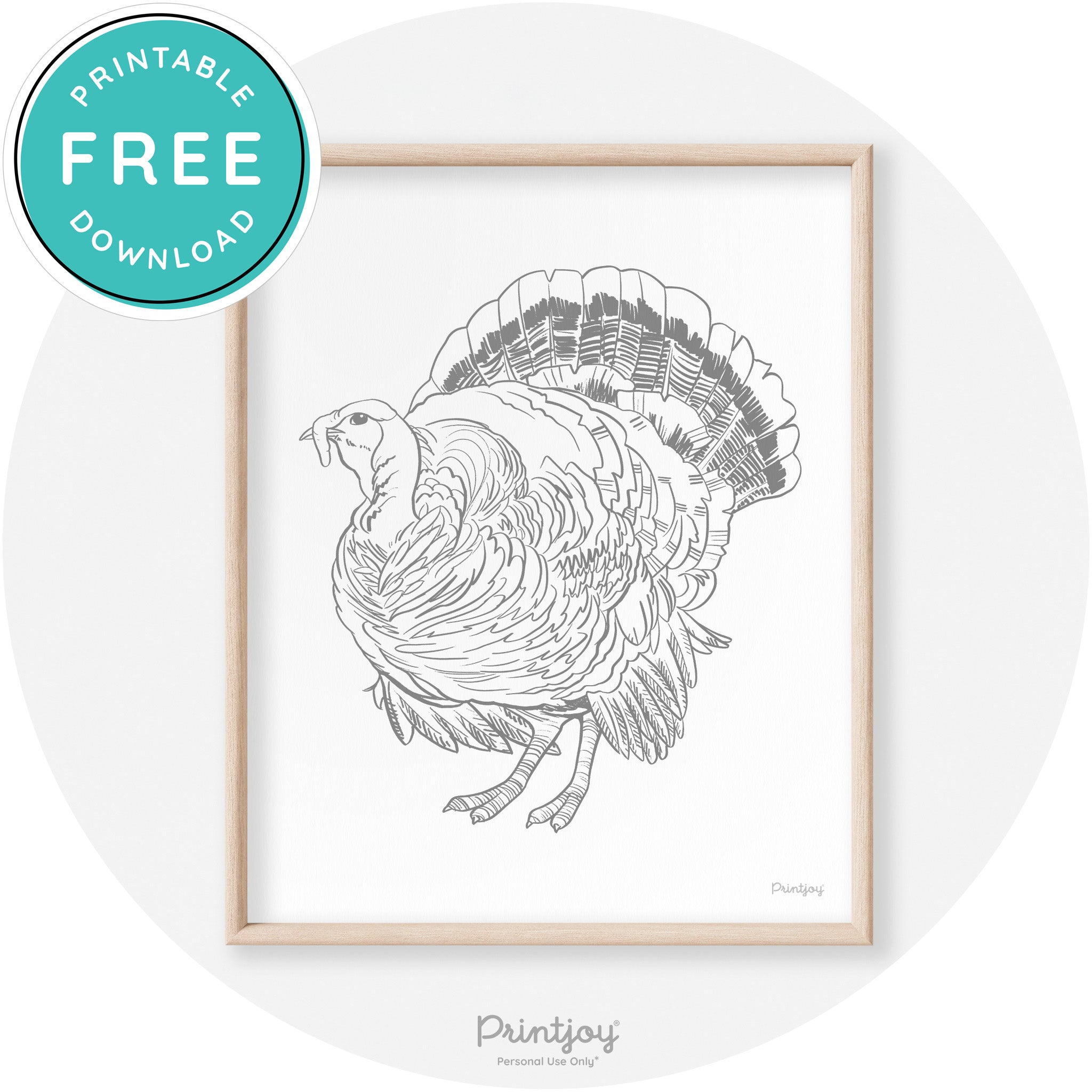 Turkey Drawing Thanksgiving Transitional Wall Art Decor Free Printable