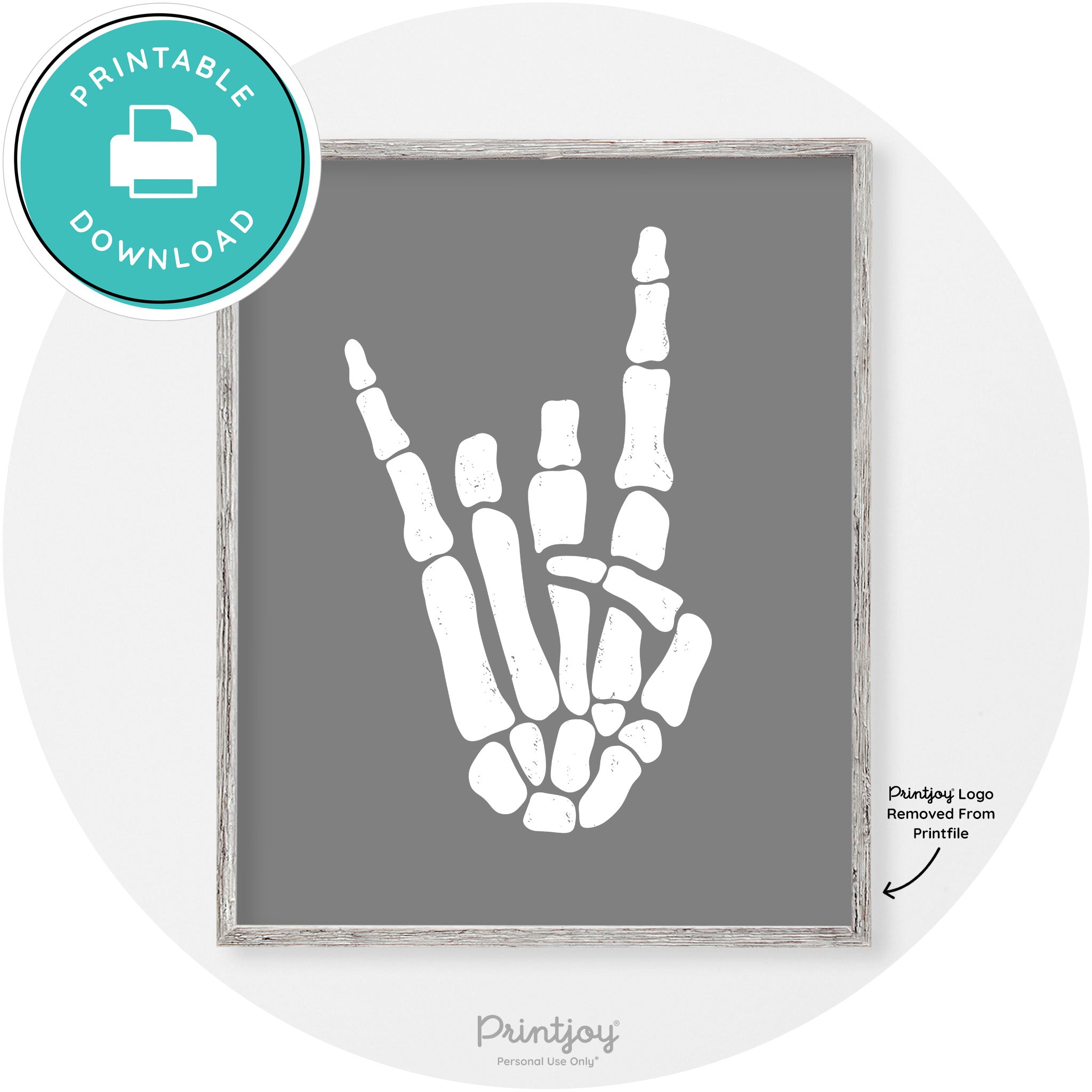 Skeleton Rock On Hand Bones Vintage Halloween Wall Art Free Printable - Printjoy