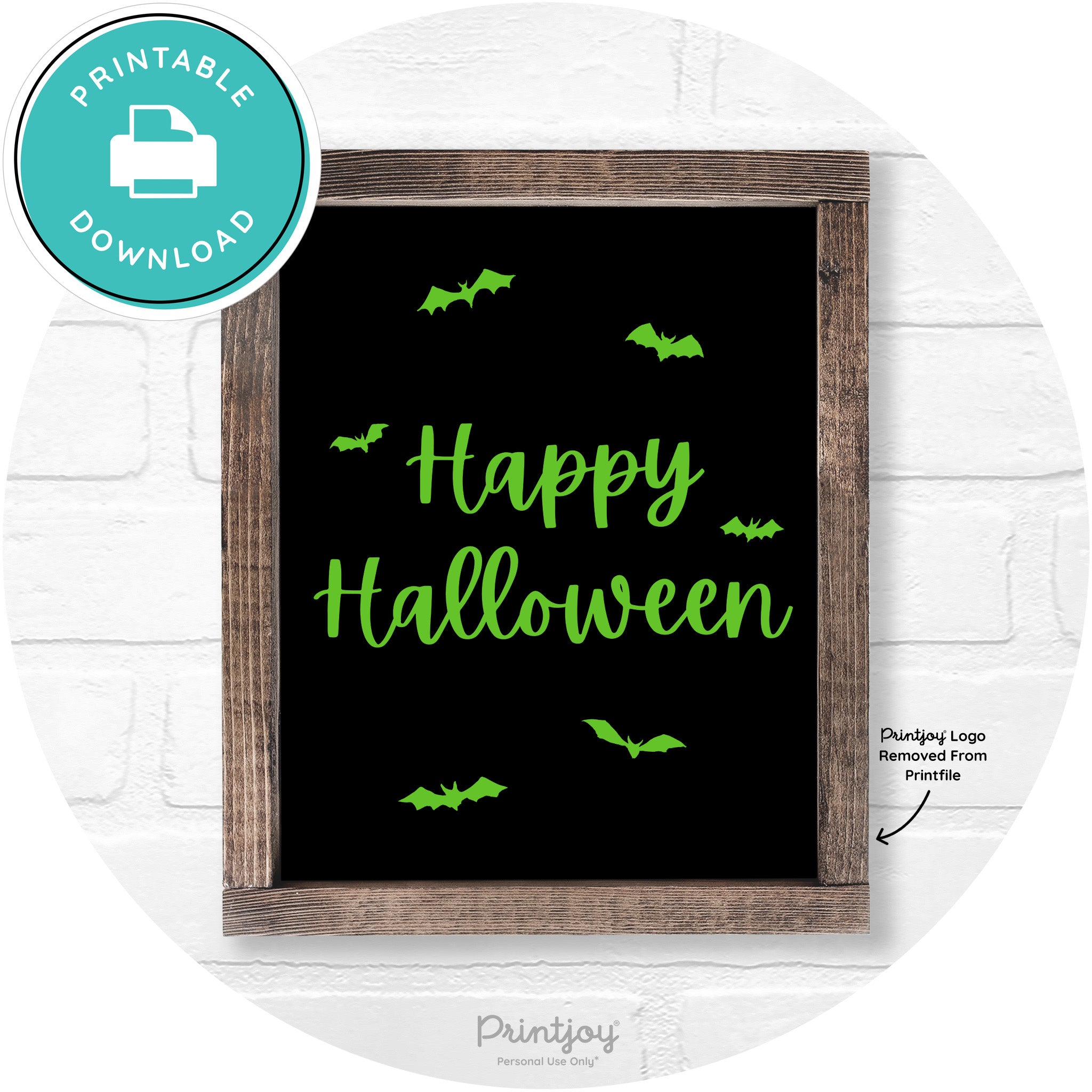 Happy Halloween Bats Rustic Farmhouse Wall Art Printable