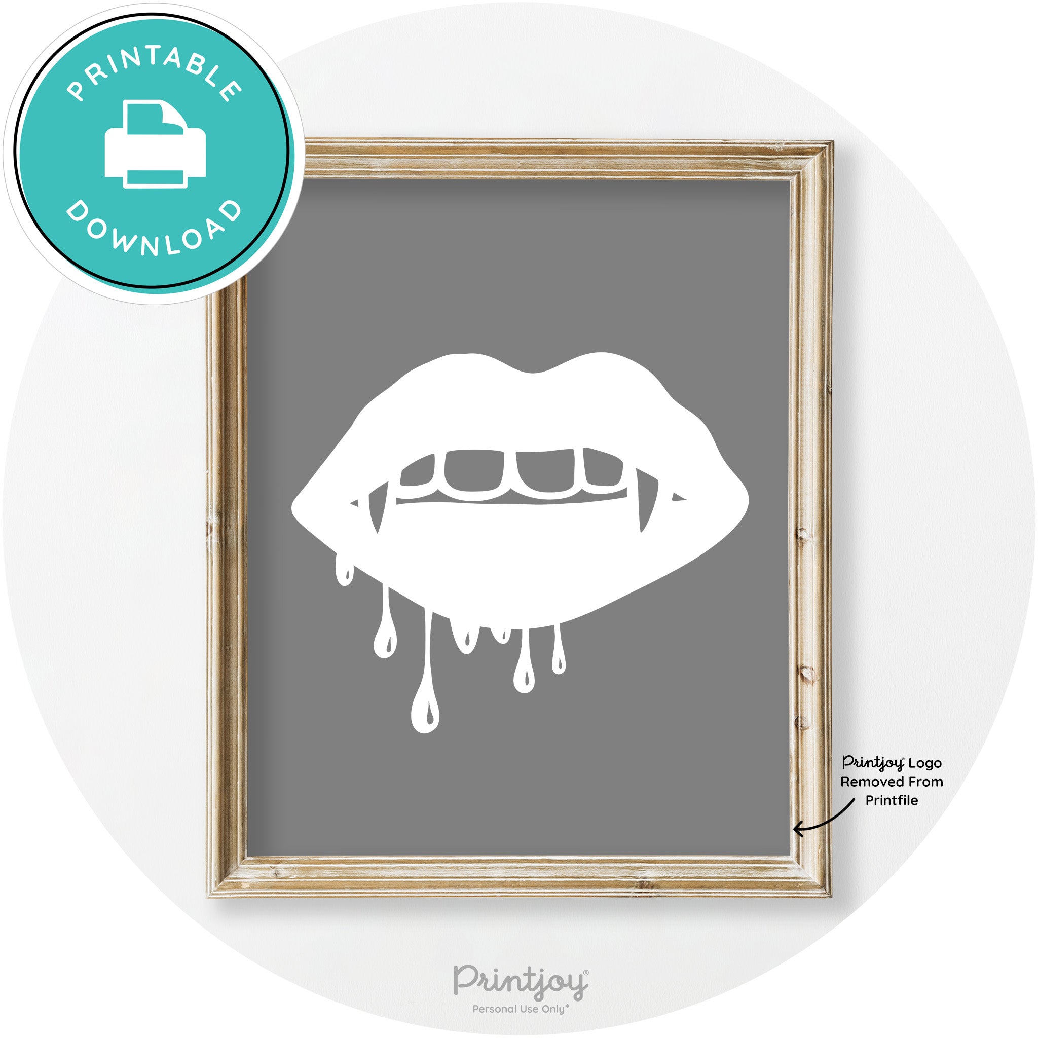 Dracula Fangs Teeth Modern Vintage Halloween Wall Art Free Printable