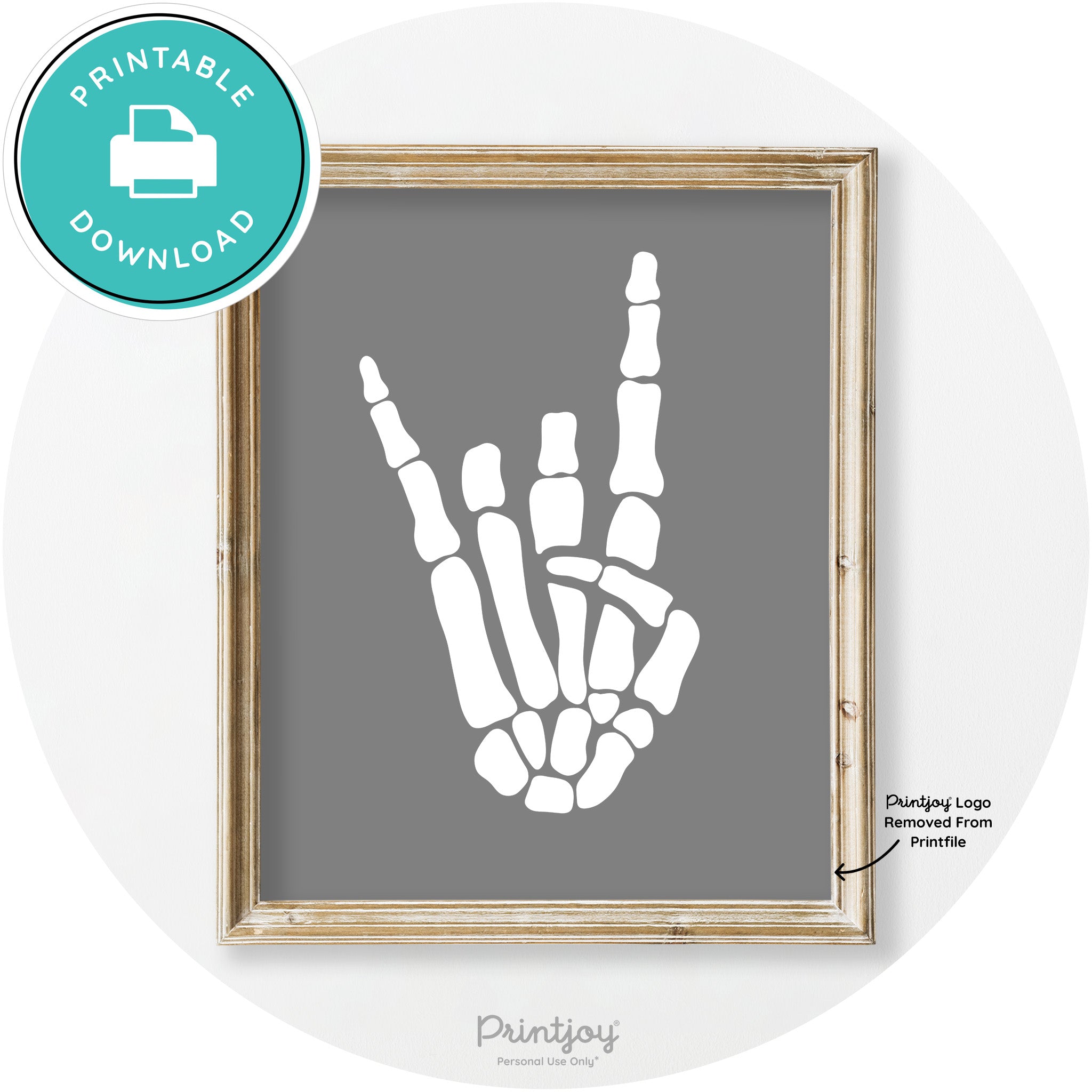 Skeleton Rock On Hand Bones Vintage Halloween Wall Art Free Printable