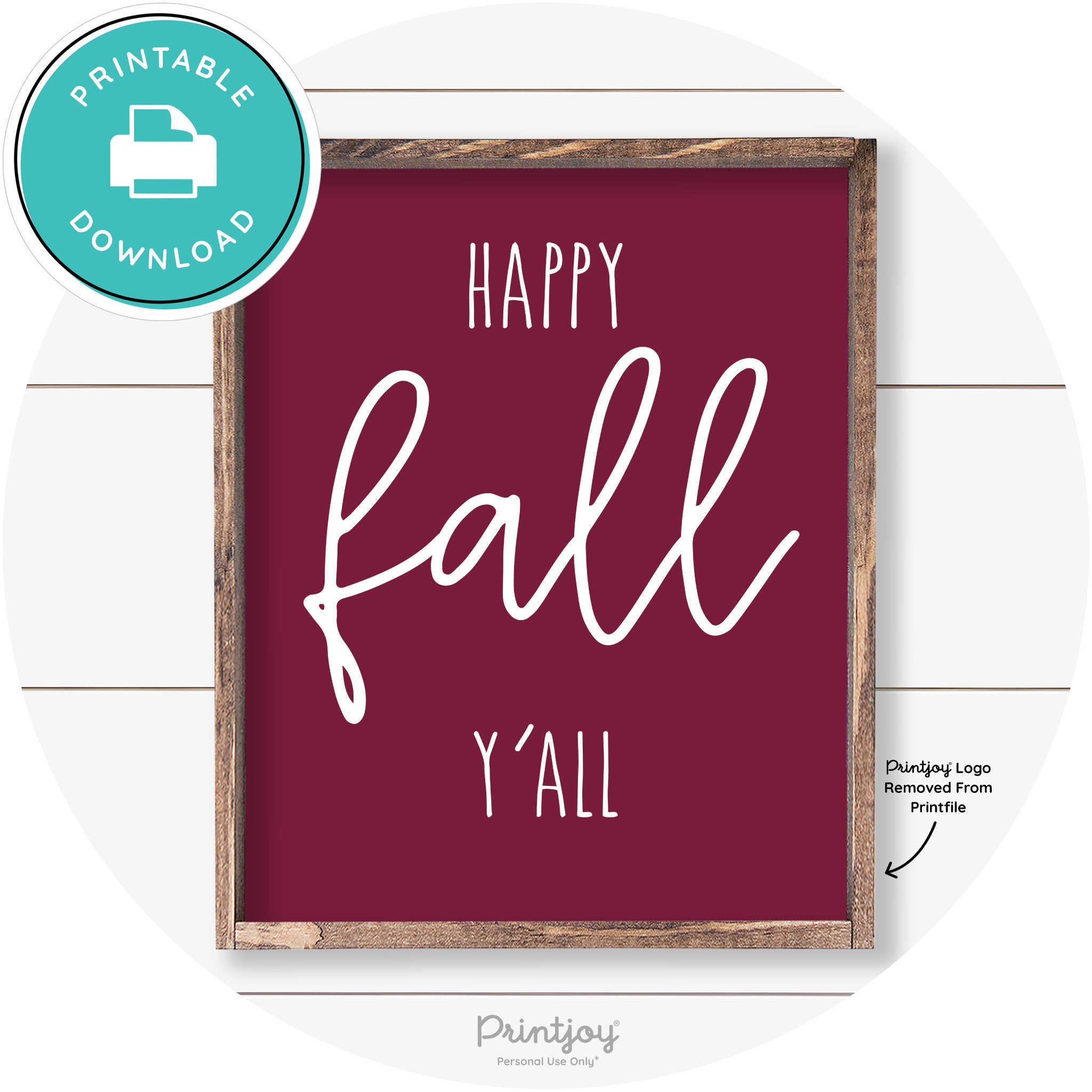 Happy Fall Y'all Cute Farmhouse Autumn Wall Art Decor Free Printable
