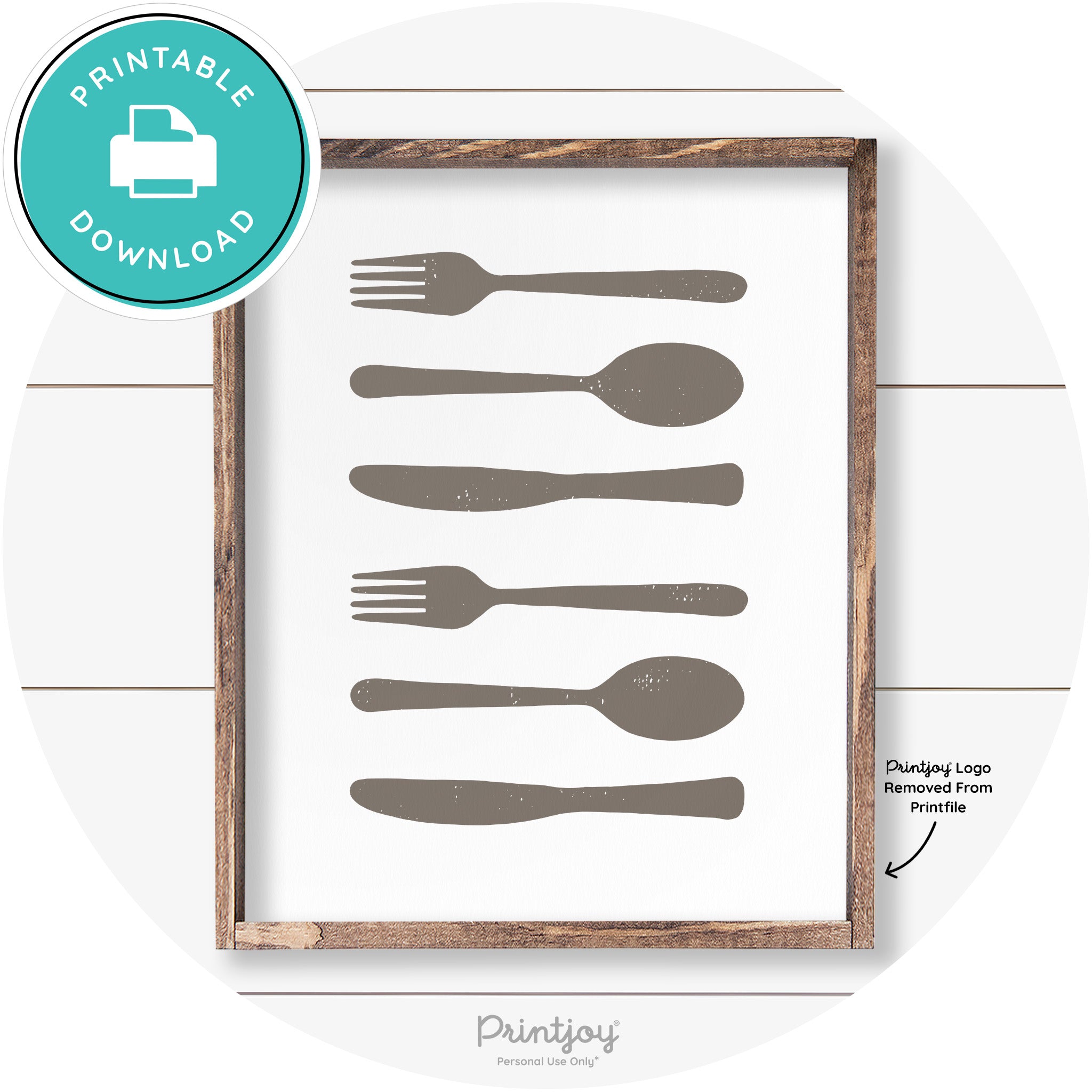 Fork Spoon Knife Pattern Farmhouse Kitchen Wall Art Free Printable