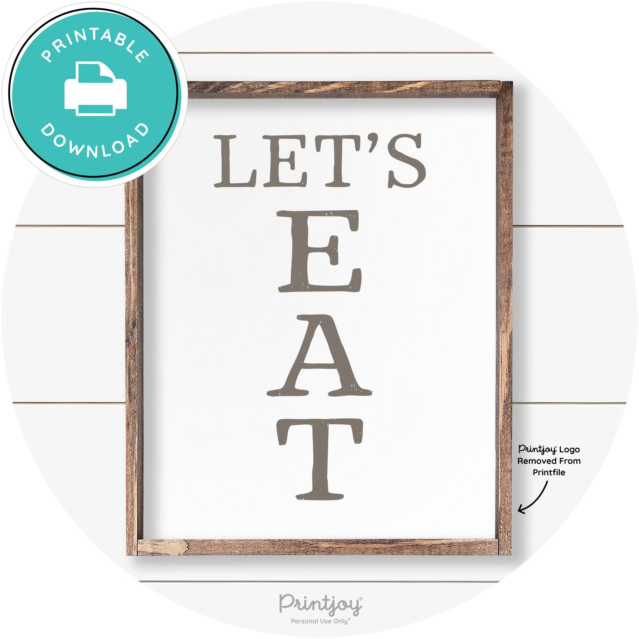 Let's Eat Kitchen Sign Rustic Farmhouse Wall Art Decor Free Printable