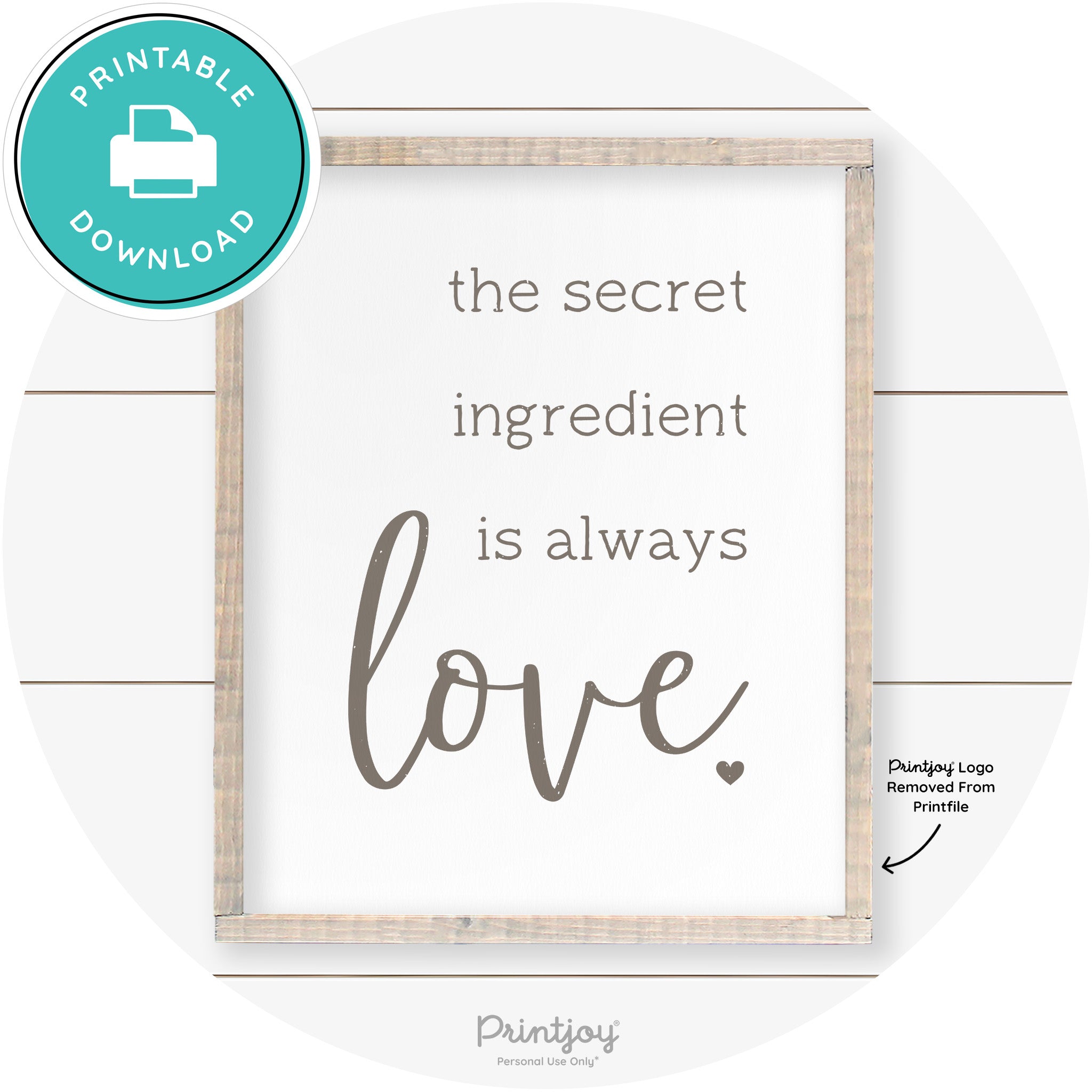 Secret Ingredient Is Love Farmhouse Kitchen Wall Art Free Printable