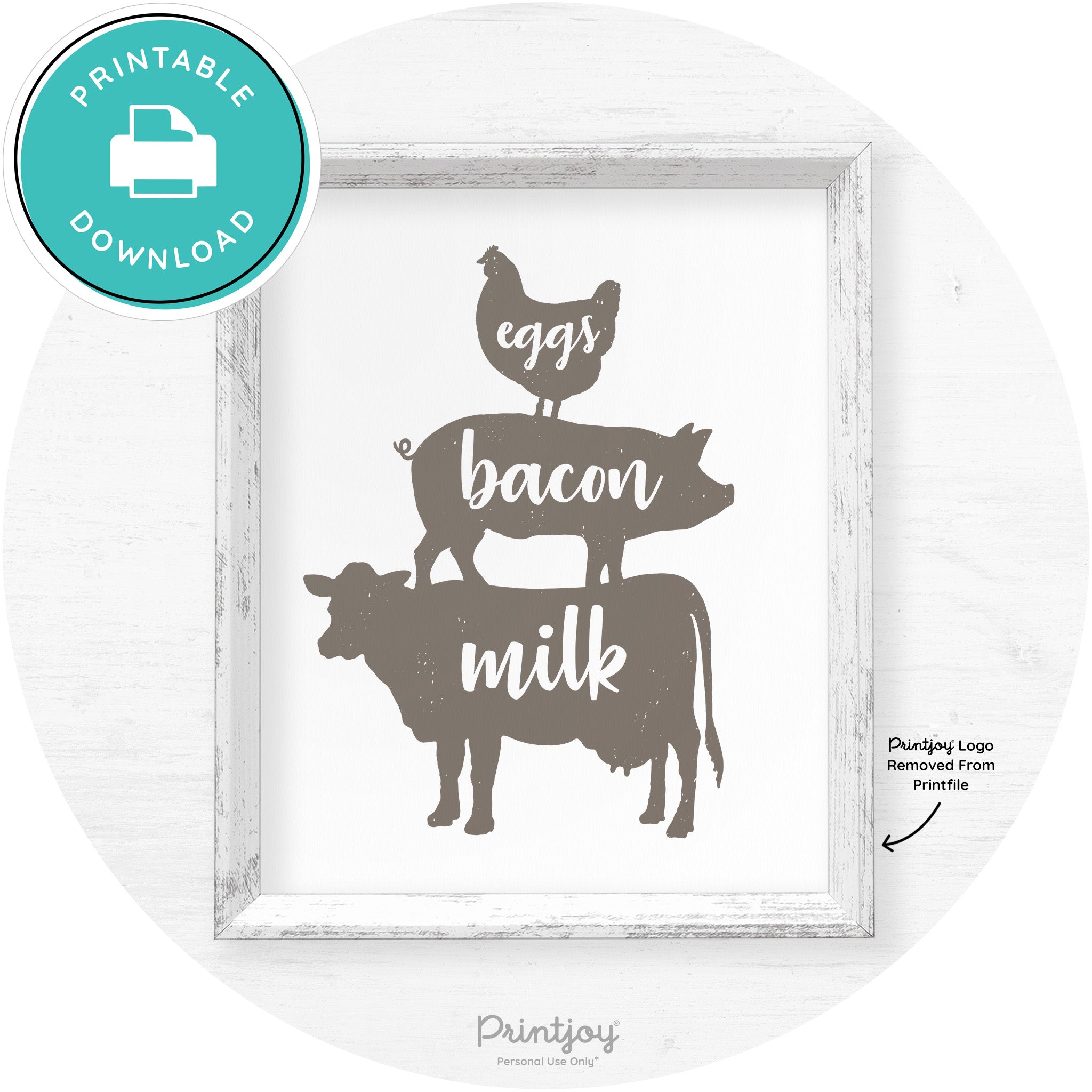 Stacked Farm Animals Eggs Bacon Milk Farmhouse Art Free Printable