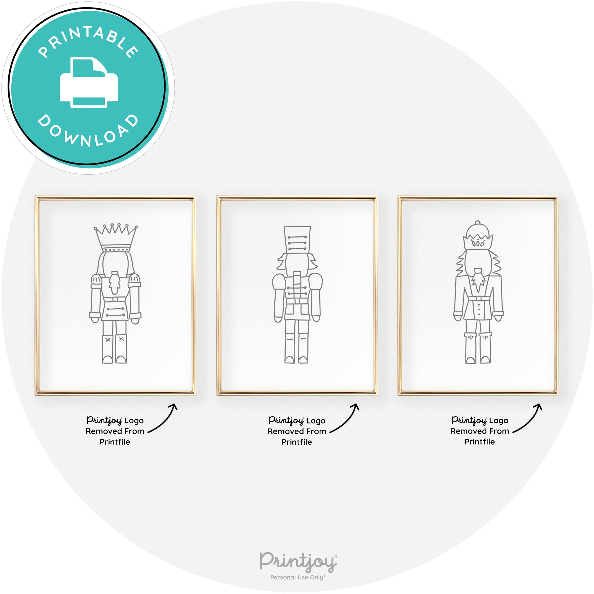Nutcracker Line Art Set Of 3 Cute Christmas Chic Wall Art Free Printable