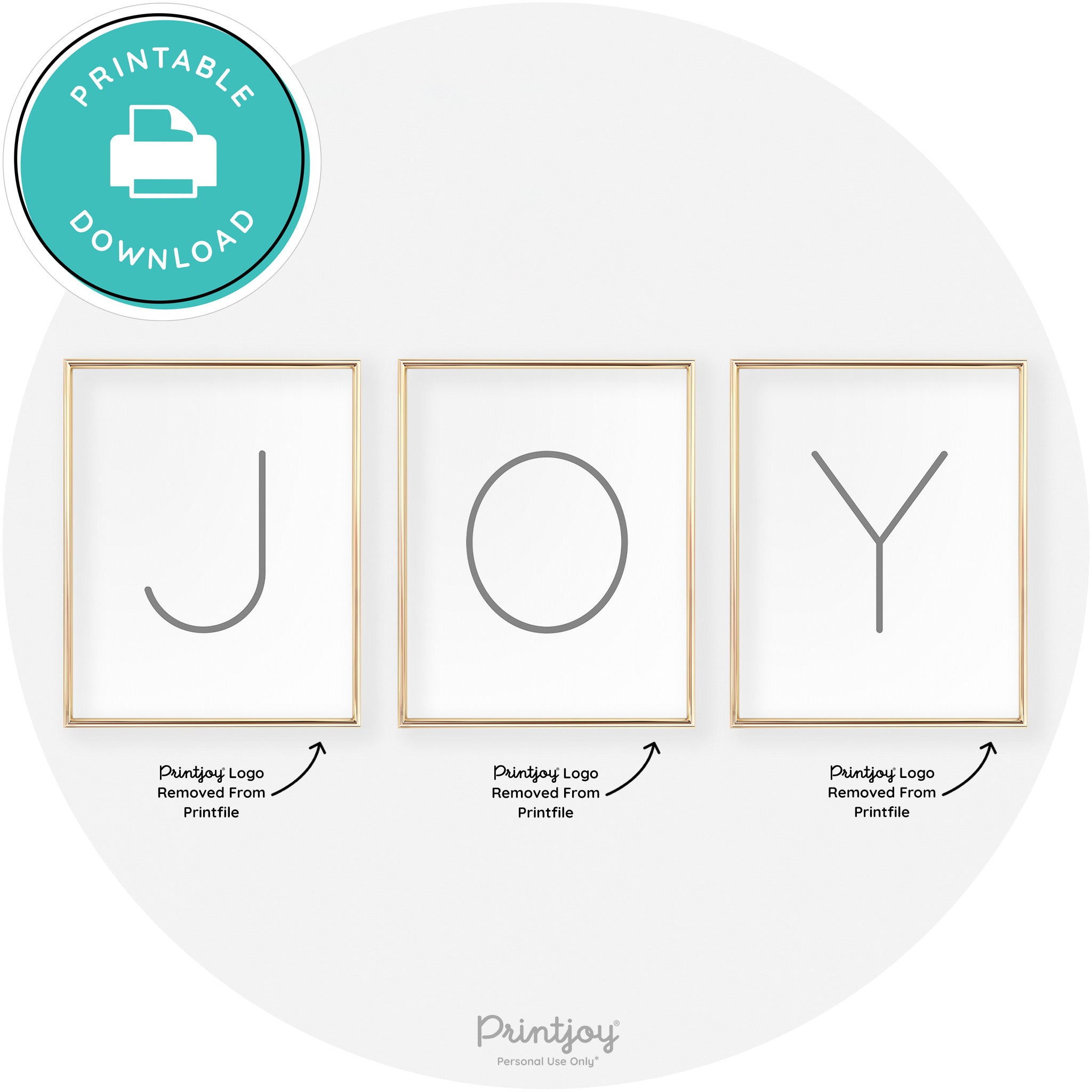 Joy Simple Letters Set Of 3 Christmas Modern Chic Wall Art Free Printable