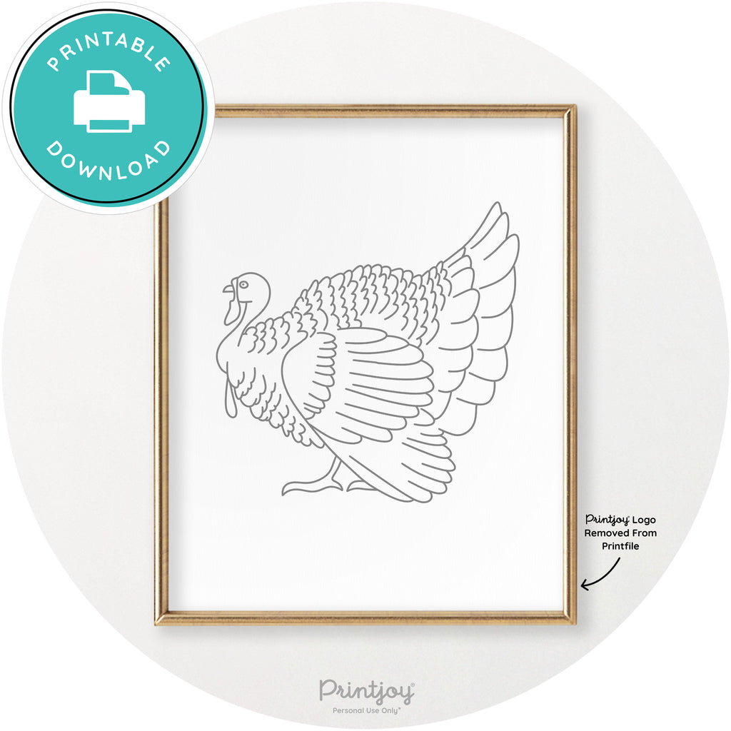 Turkey Line Art Thanksgiving Cute Modern Chic Wall Art Free Printable