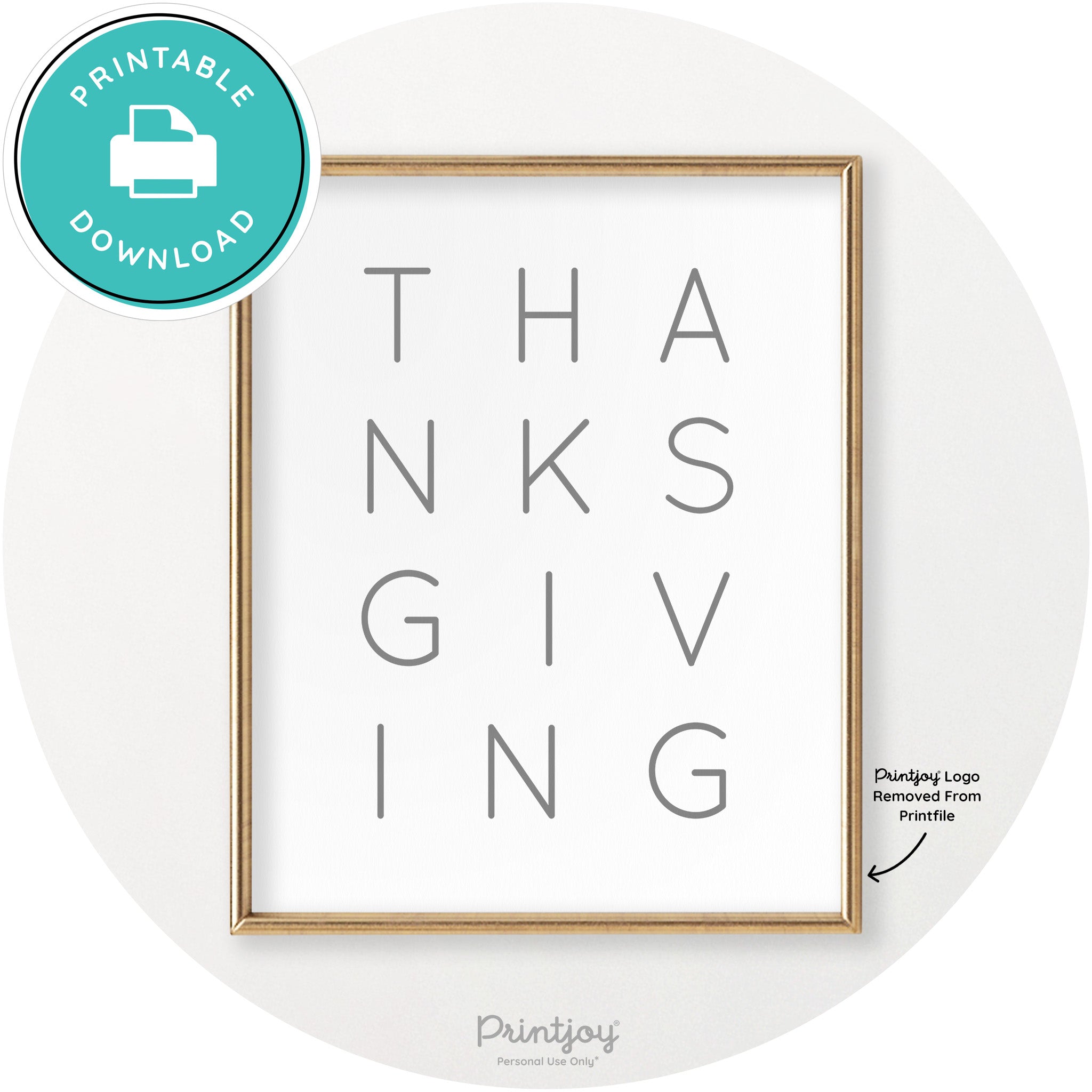 Thanksgiving Cute Typography Modern Chic Wall Art Printable