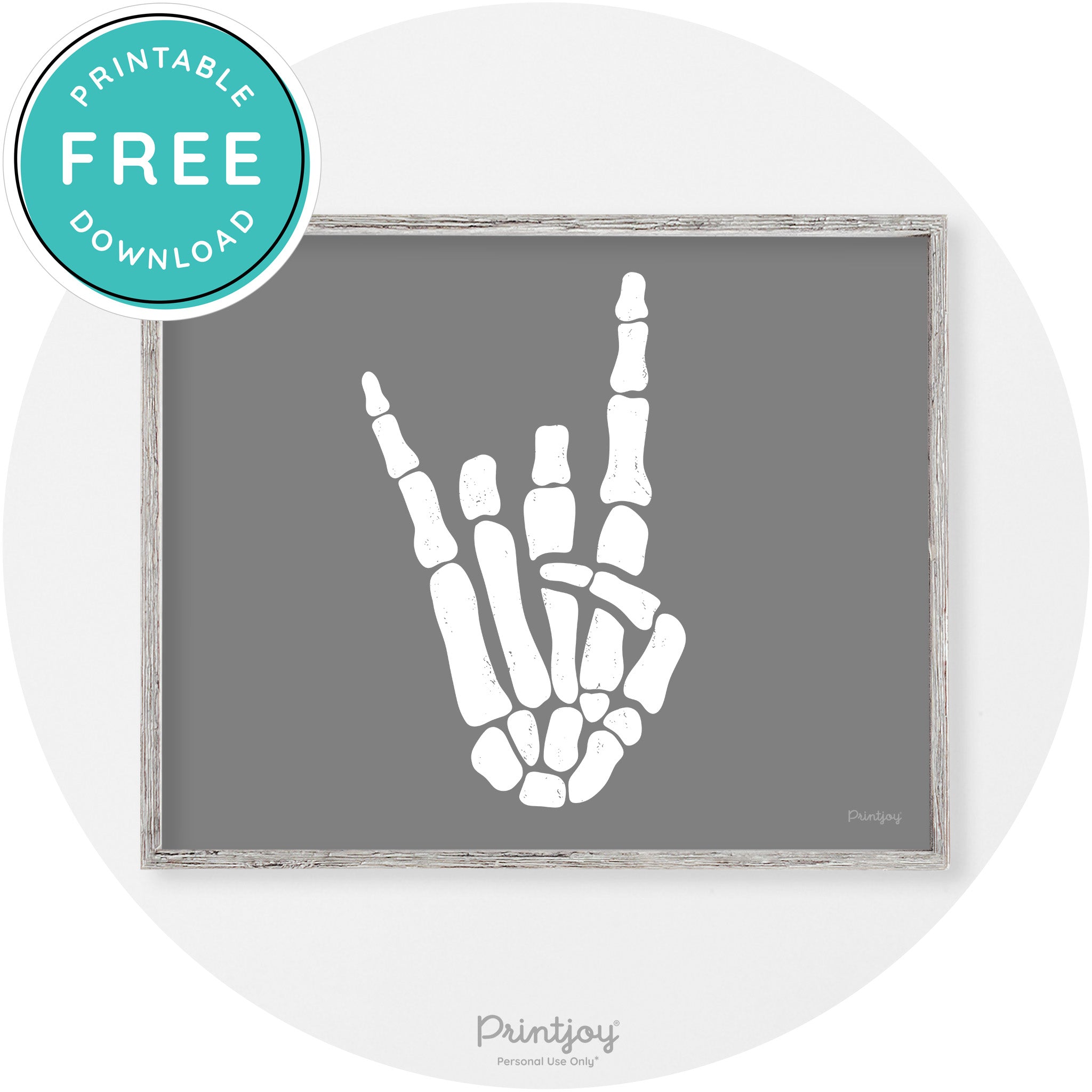 Skeleton Rock On Hand Bones Vintage Halloween Wall Art Free Printable - Printjoy