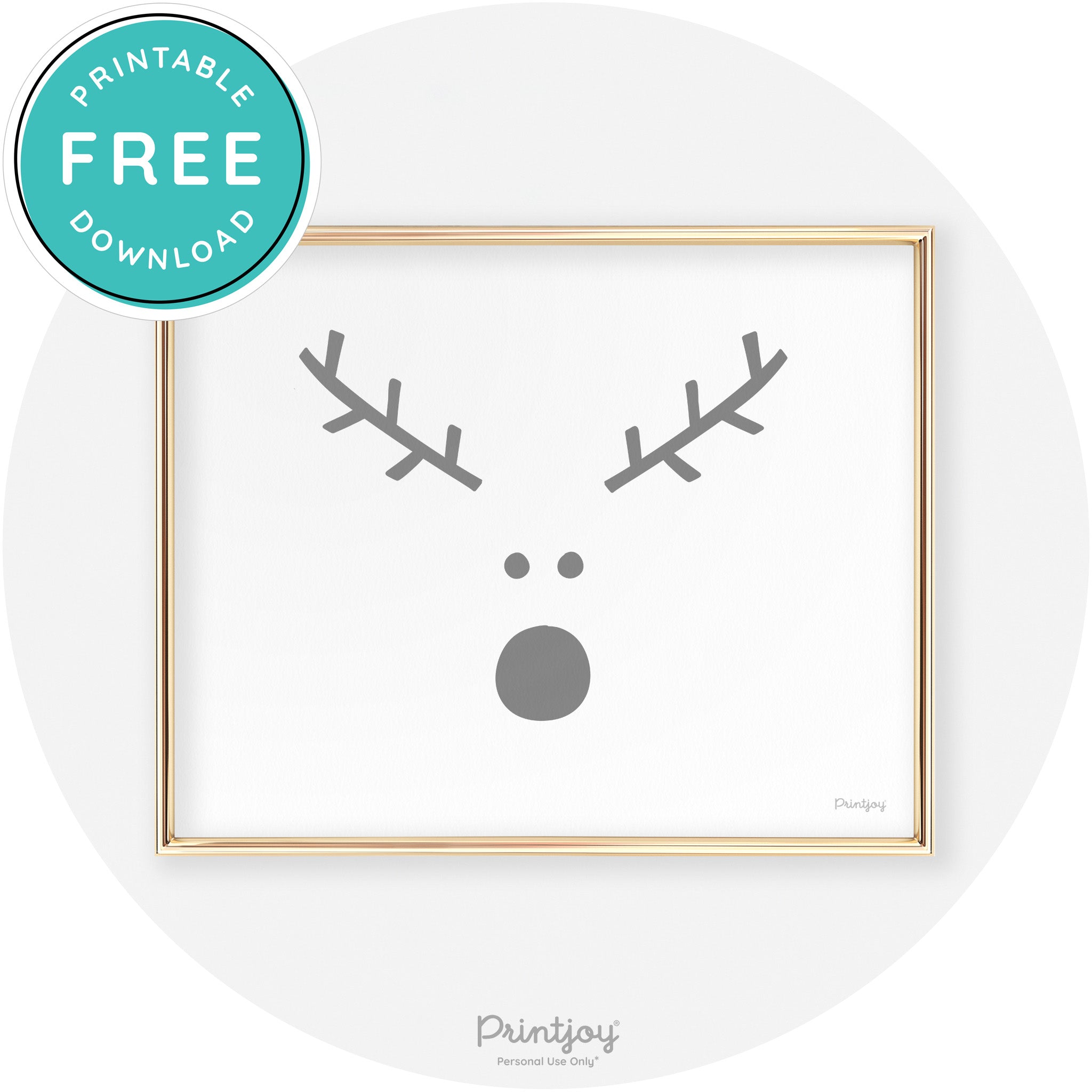 Simple Rudolph Reindeer Face Cute Chic Wall Art Free Printable