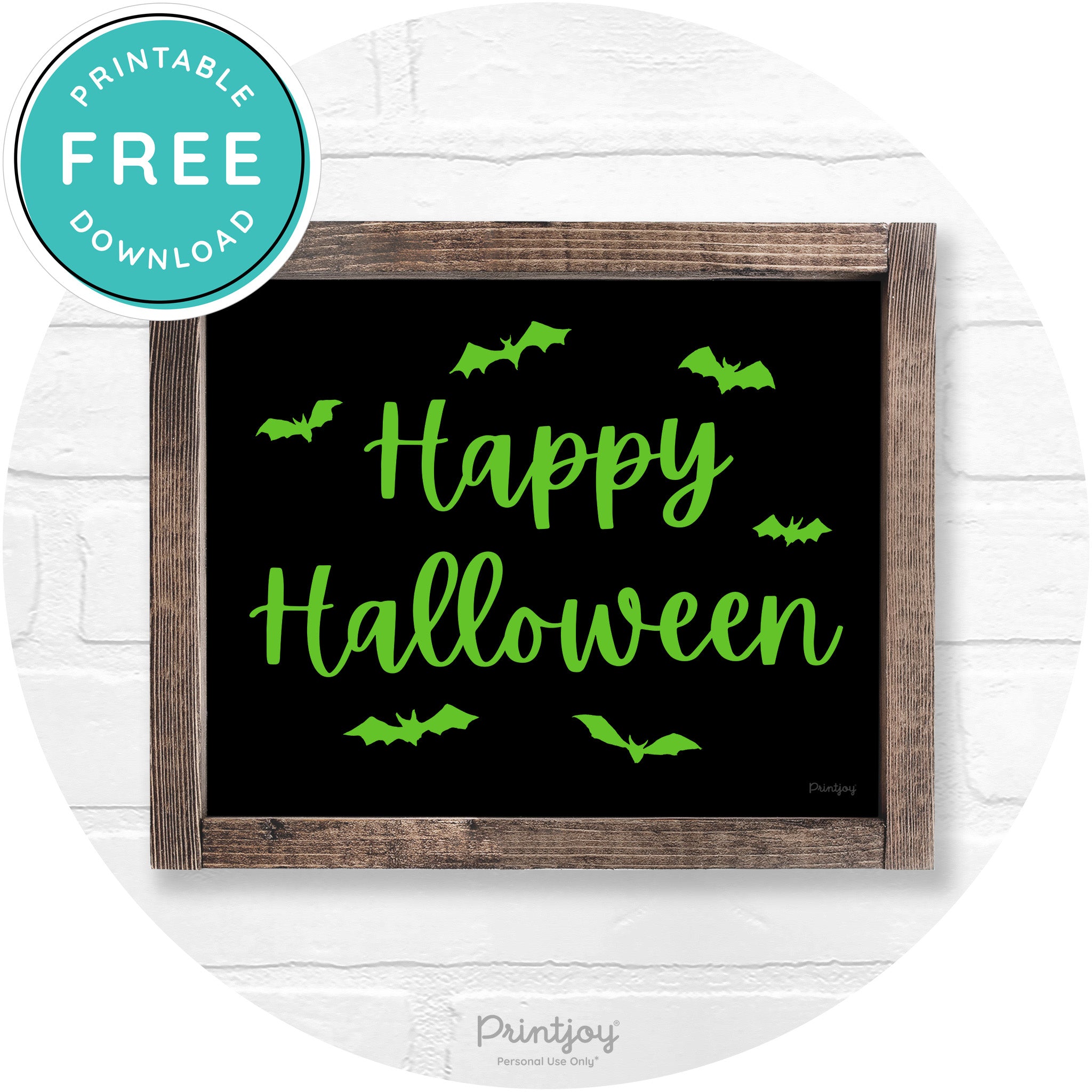 Happy Halloween Bats Rustic Farmhouse Wall Art Printable