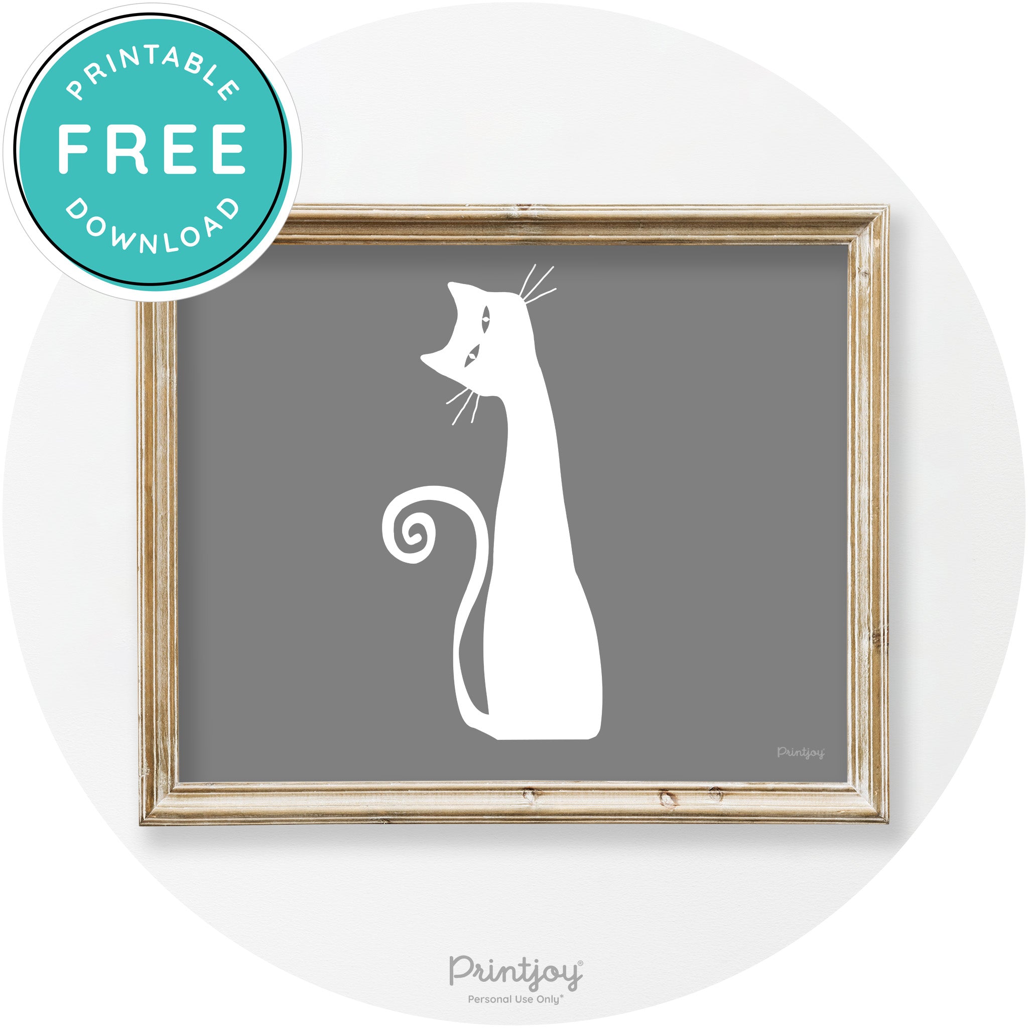 Creepy Skinny Cat Modern Vintage Halloween Wall Art Free Printable