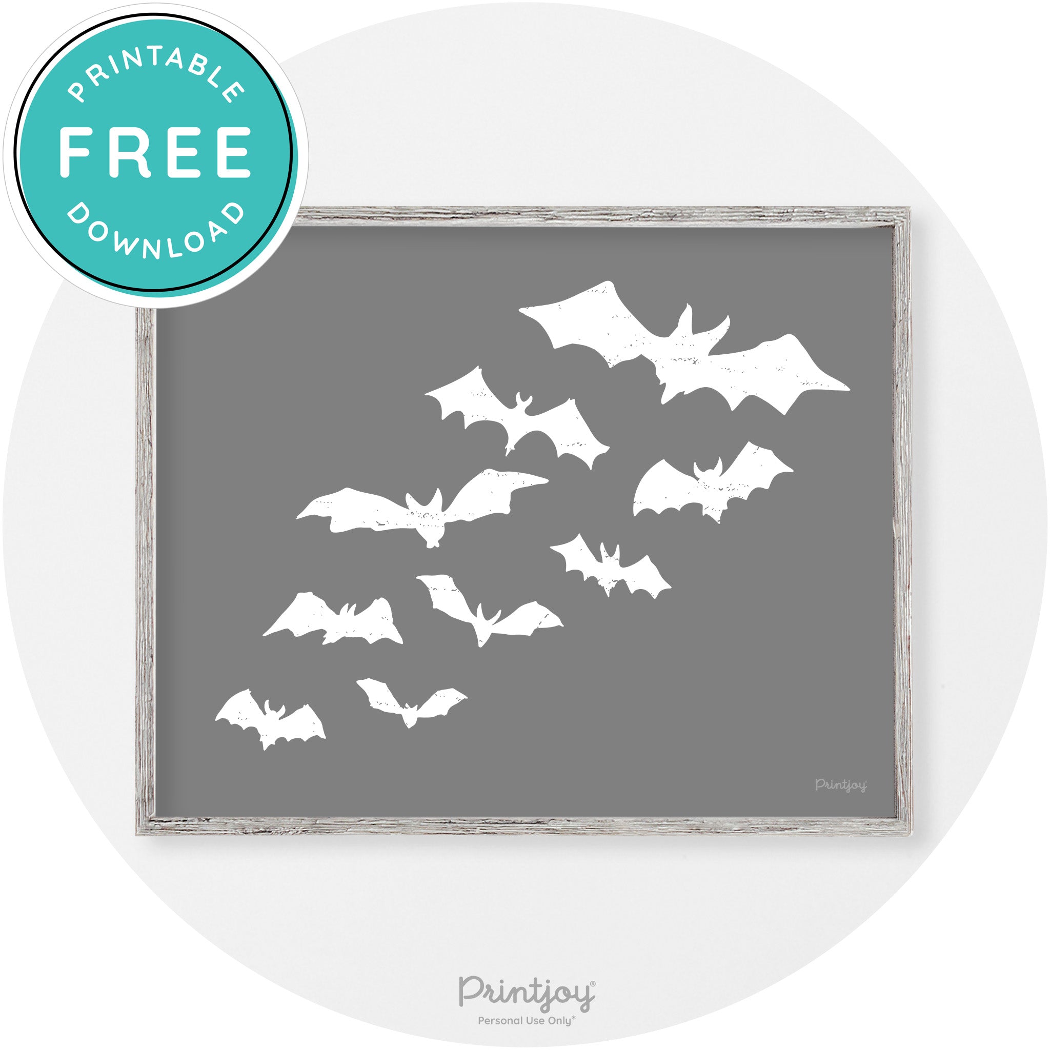 Halloween Bats Silhouette Modern Vintage Wall Art Free Printable - Printjoy