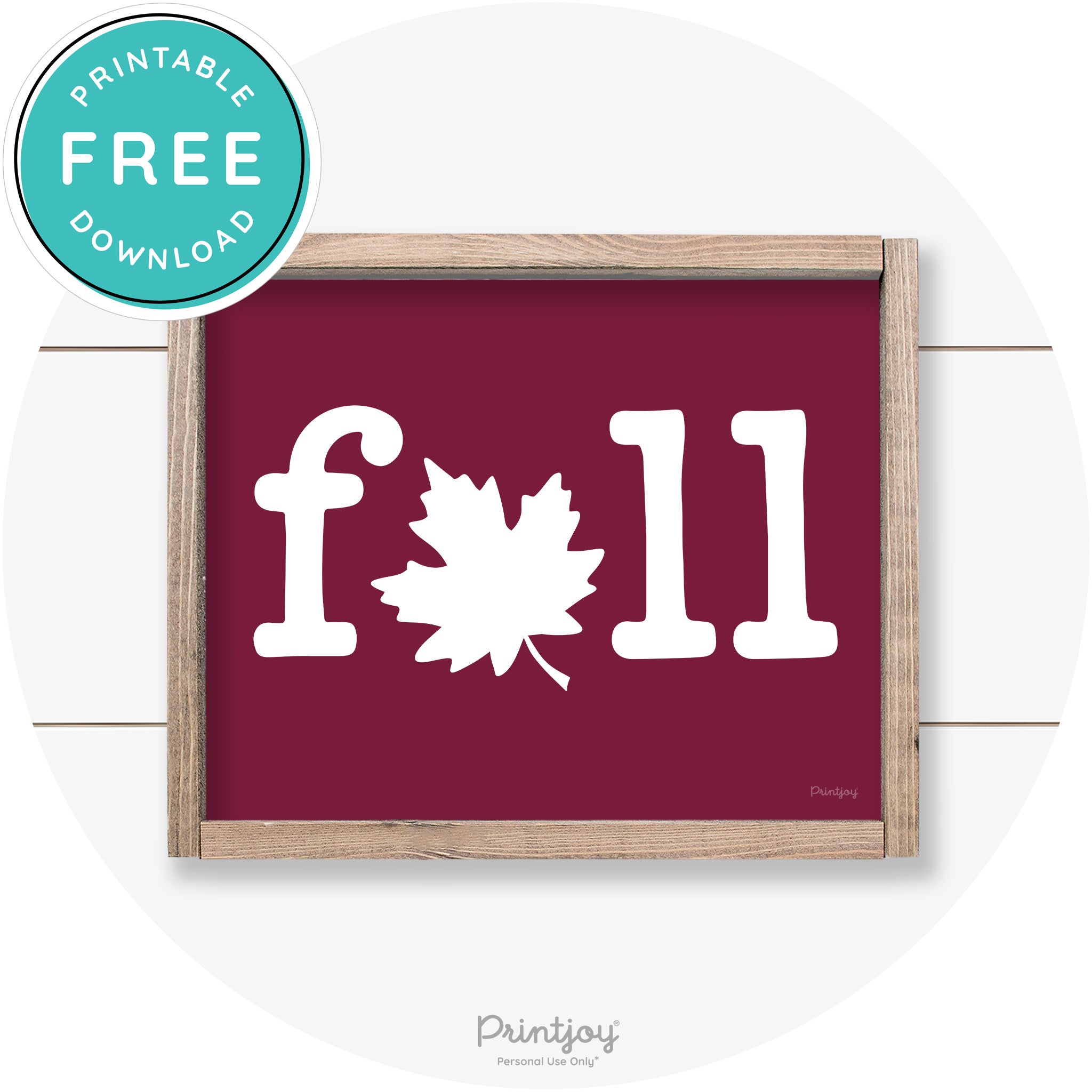Fall Maple Leaf Cute Modern Farmhouse Wall Art Free Printable