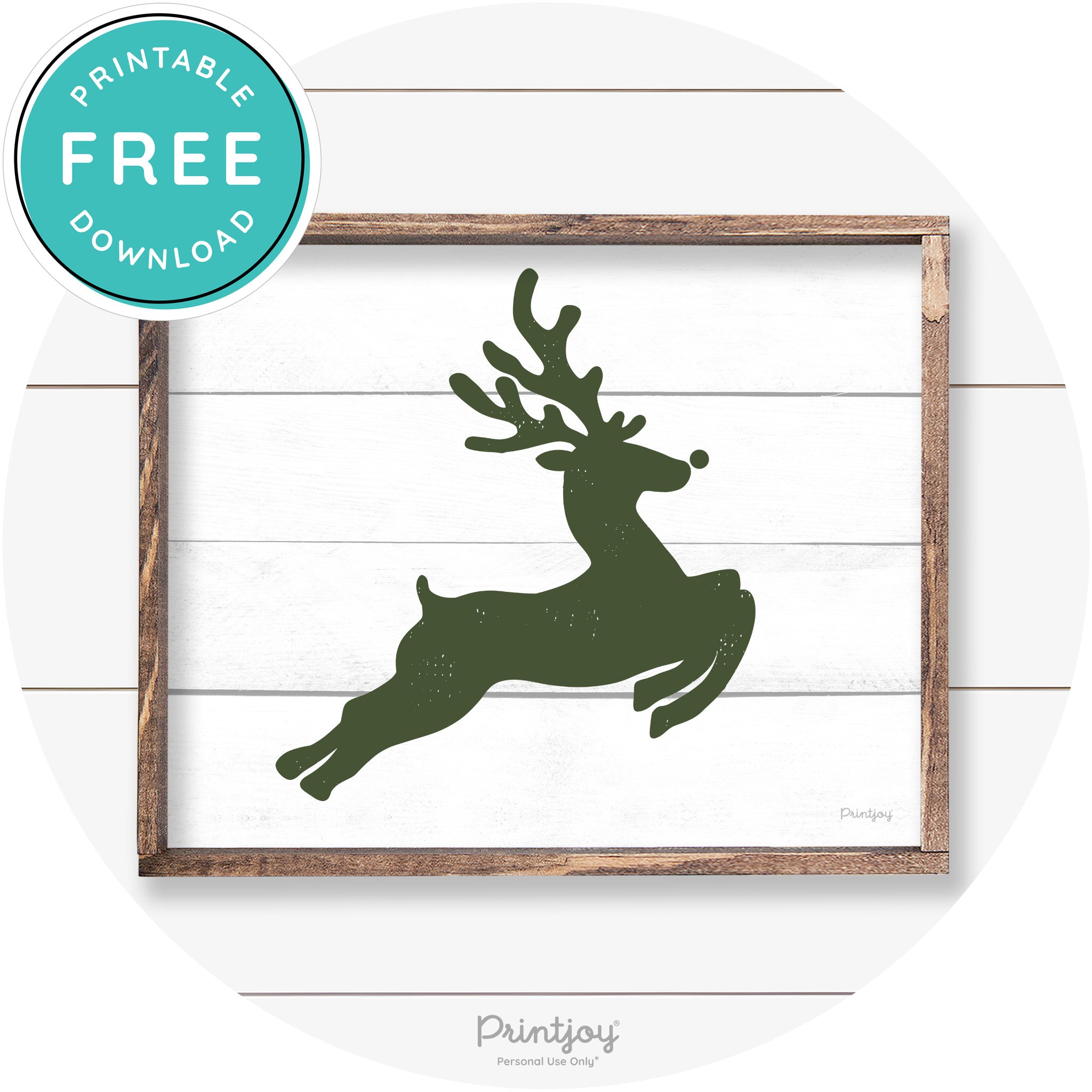 Flying Reindeer Silhouette Christmas Farmhouse Wall Art Free Printable - Printjoy