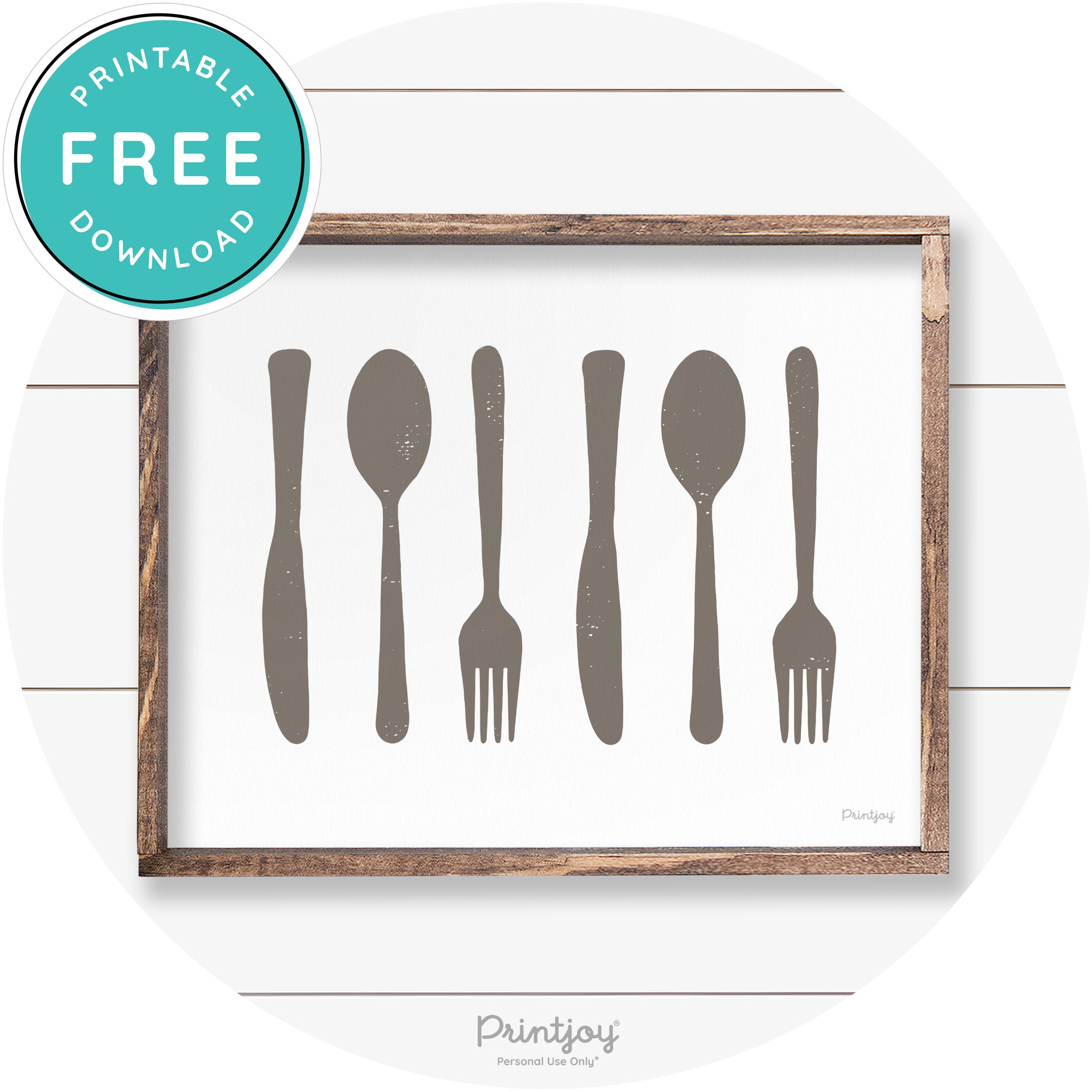 Fork Spoon Knife Pattern Farmhouse Kitchen Wall Art Free Printable