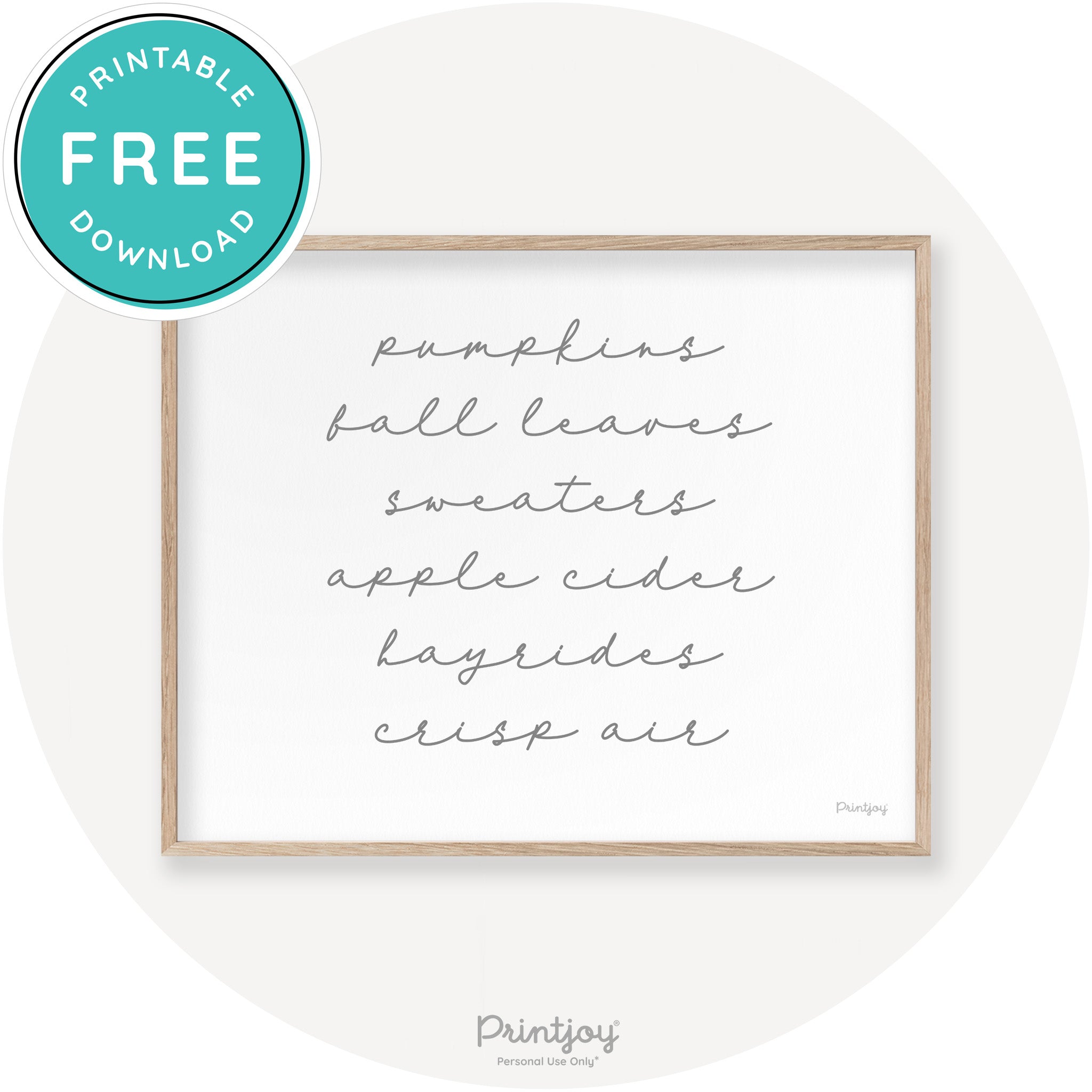Fall Favorite Things Cute Modern Chic Decor Wall Art Printable