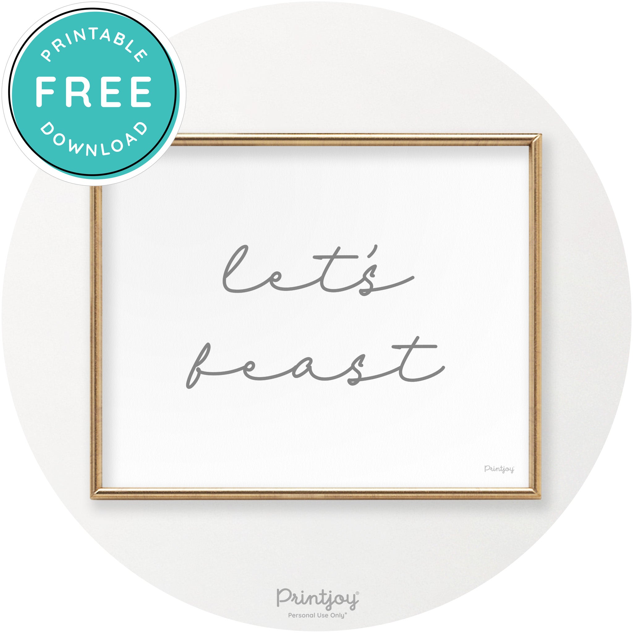 Let's Feast Cute Thanksgiving Modern Chic Wall Art Printable