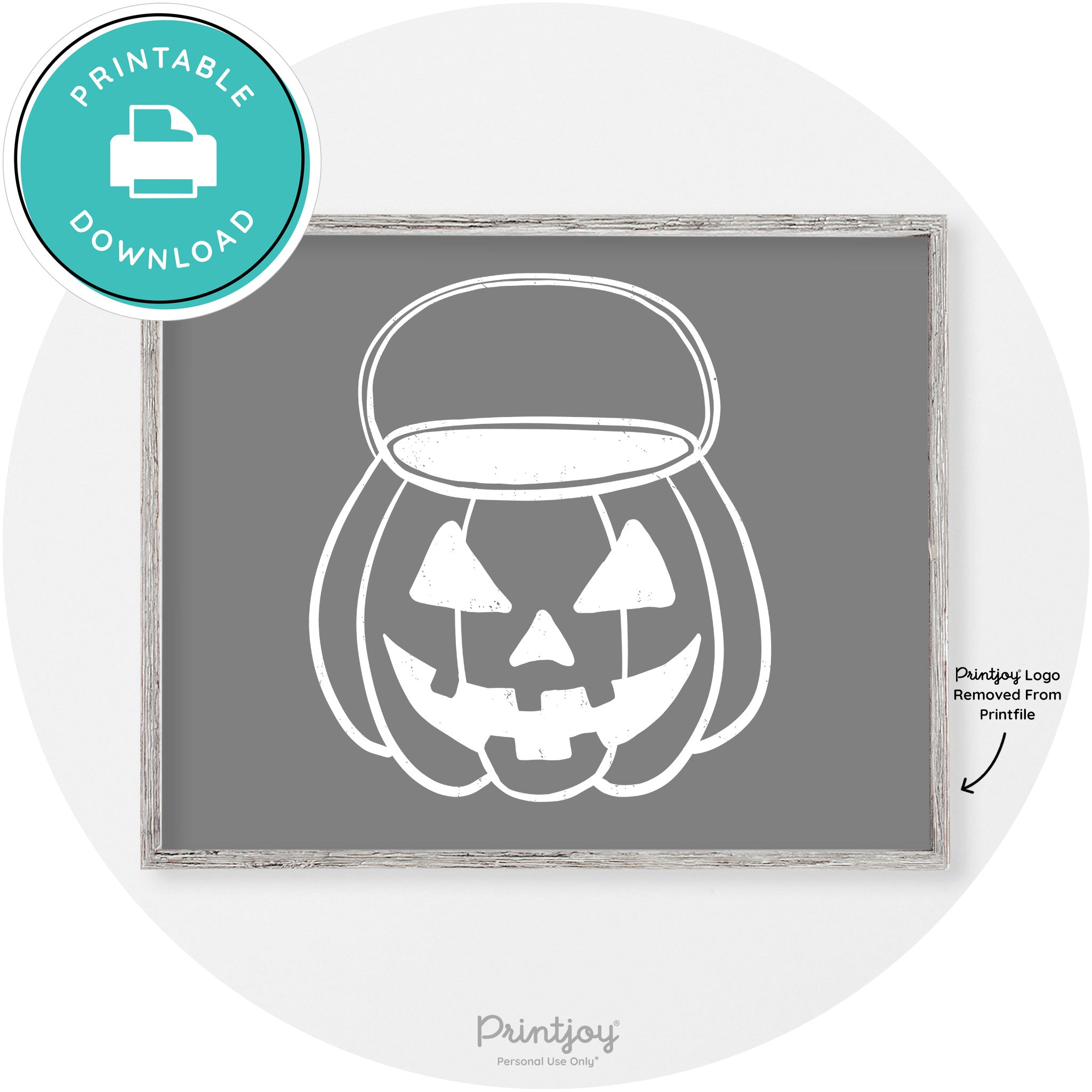 Jack O Lantern Treat Bucket Vintage Halloween Wall Art Free Printable - Printjoy