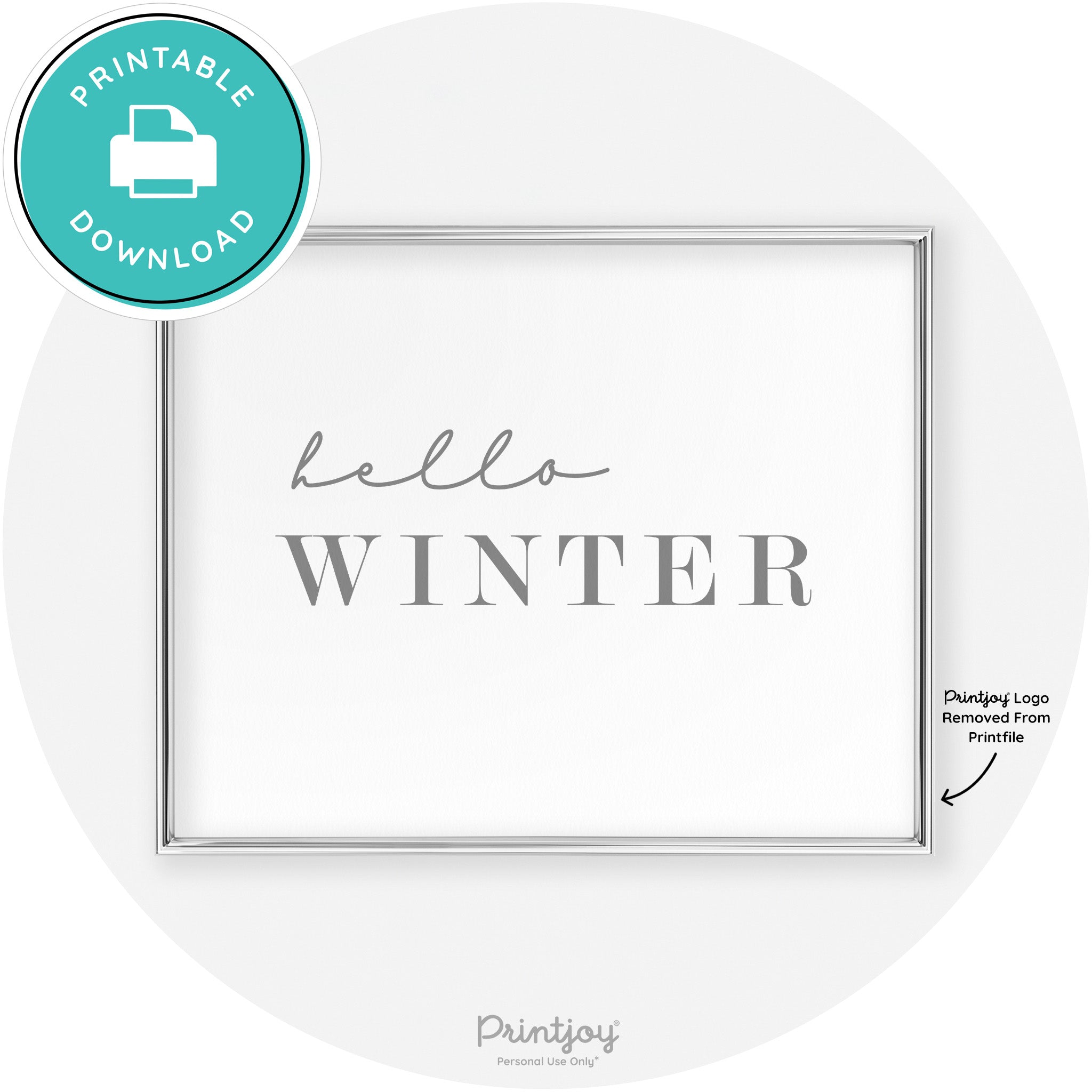 Hello Winter Cute Seasonal Modern Chic Wall Art Decor Free Printable