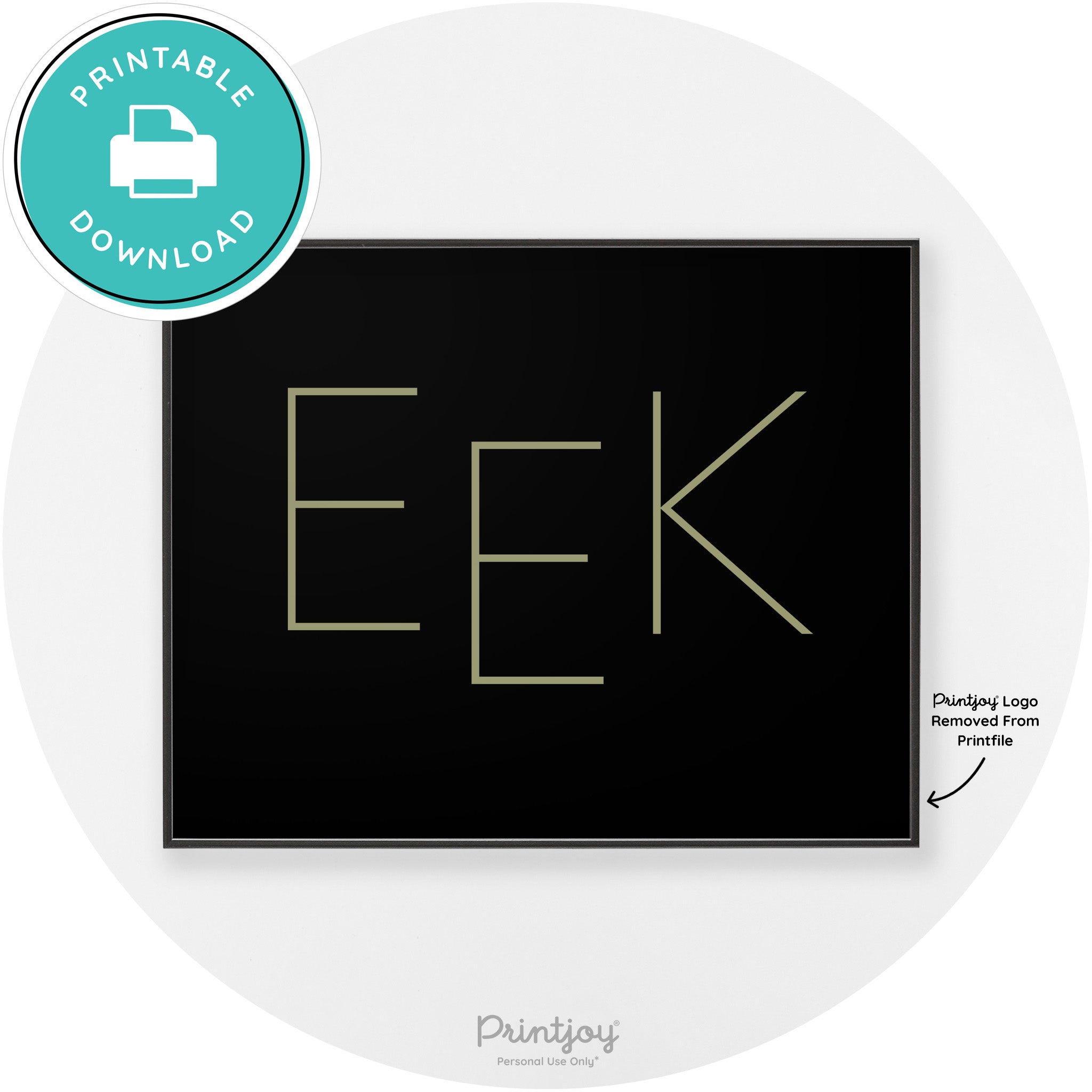 Eek Halloween Modern Chic Lettering Wall Art Decor Free Printable