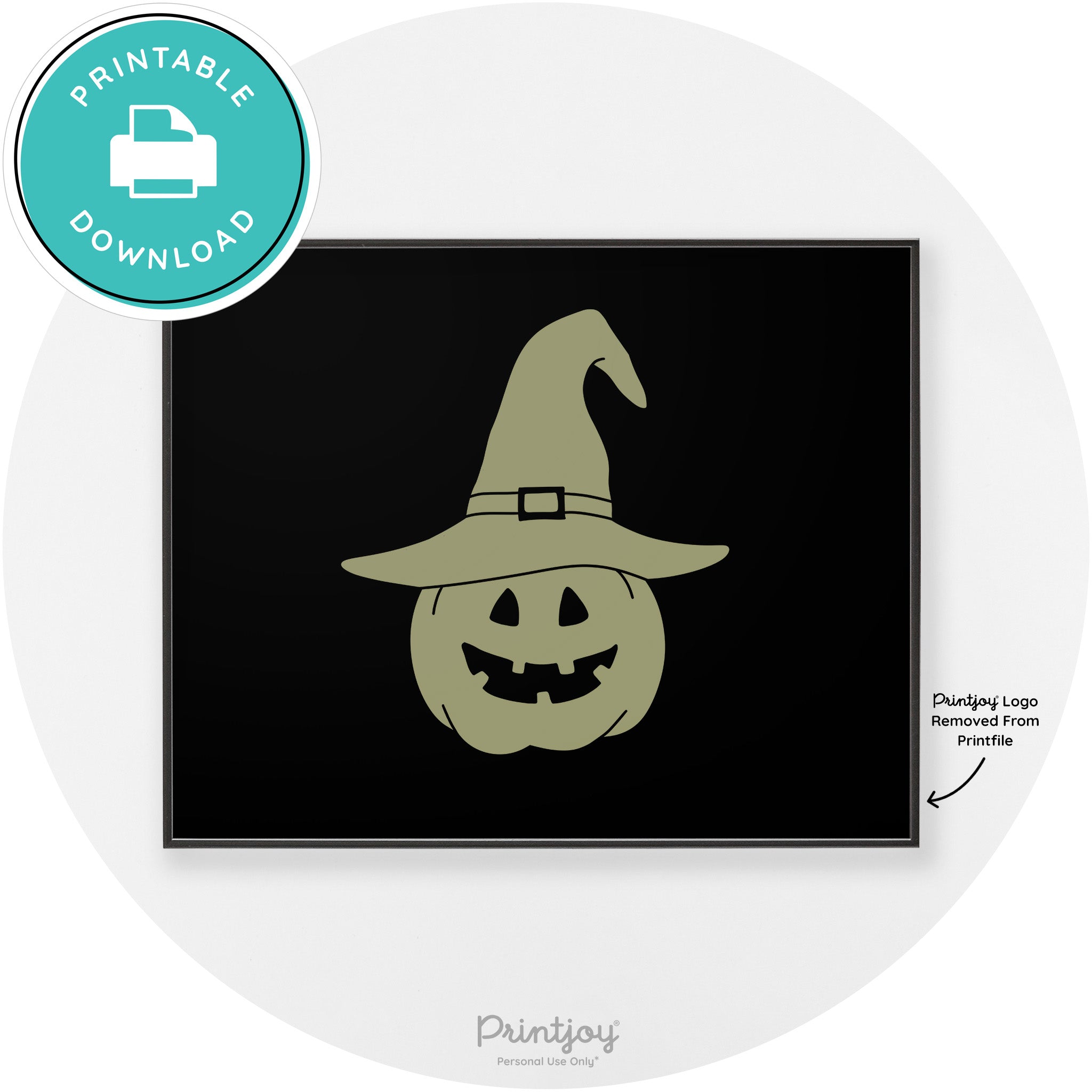 Halloween Cute Witch Jack O Lantern Chic Wall Art Printable