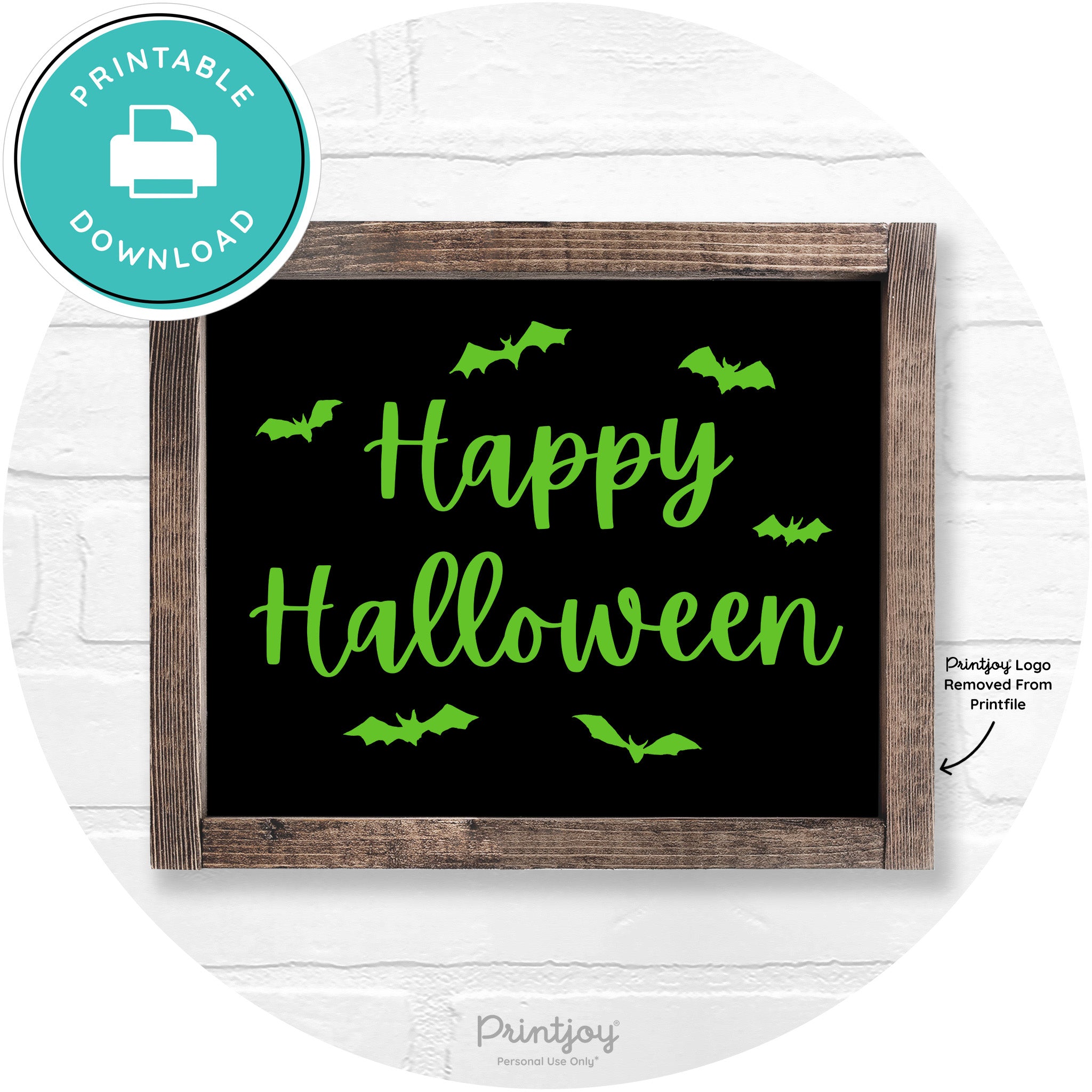 Happy Halloween Bats Rustic Farmhouse Wall Art Printable