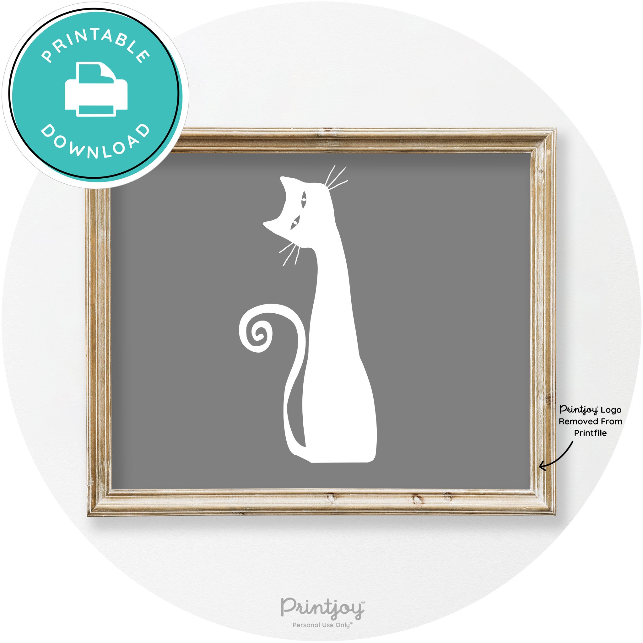 Creepy Skinny Cat Modern Vintage Halloween Wall Art Free Printable