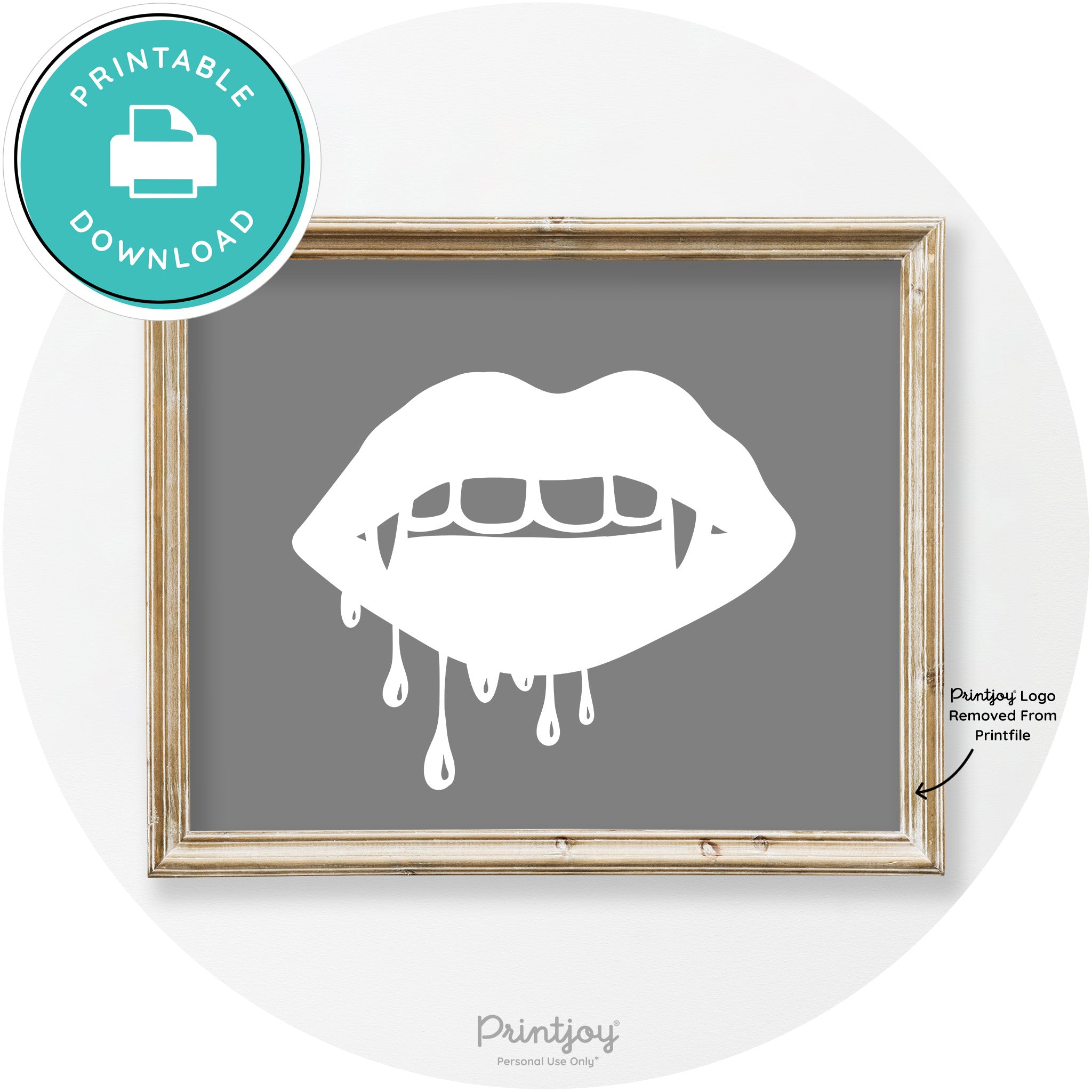 Dracula Fangs Teeth Modern Vintage Halloween Wall Art Free Printable