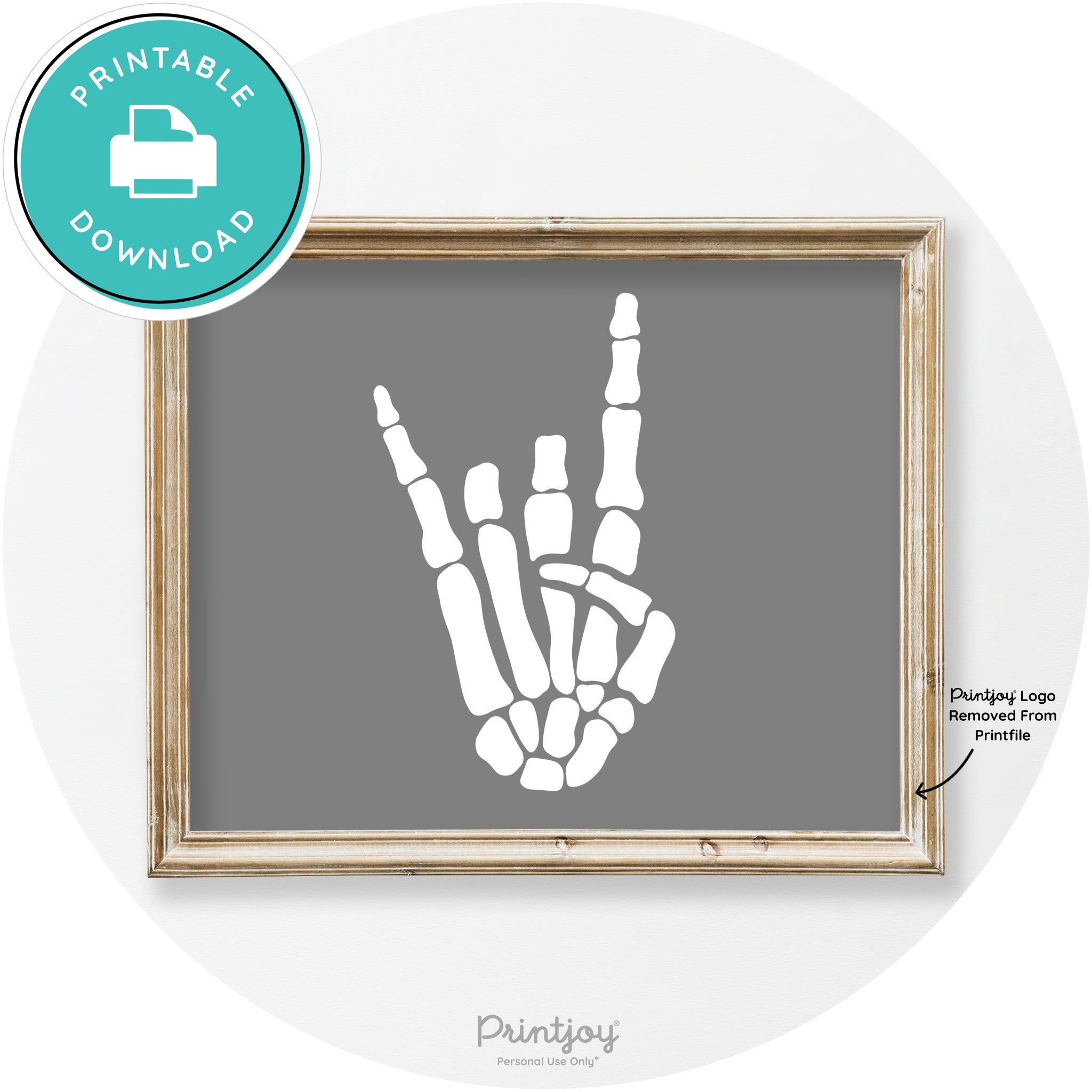 Skeleton Rock On Hand Bones Vintage Halloween Wall Art Free Printable