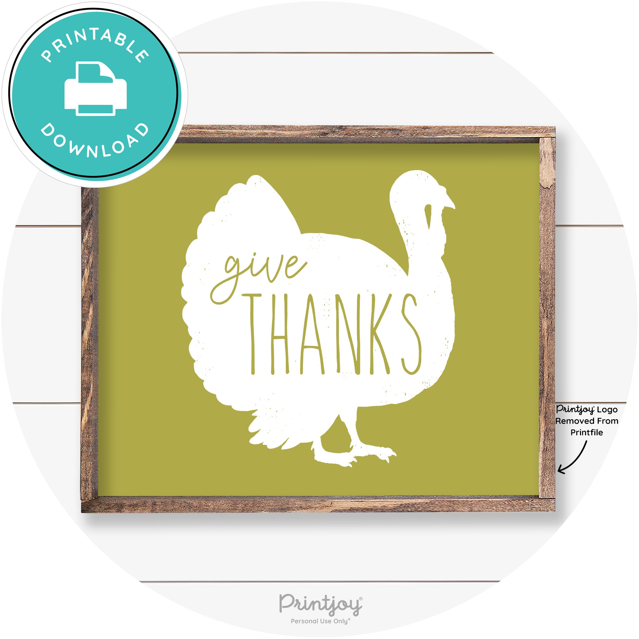 Give Thanks Turkey Thanksgiving Farmhouse Wall Art Free Printable - Printjoy